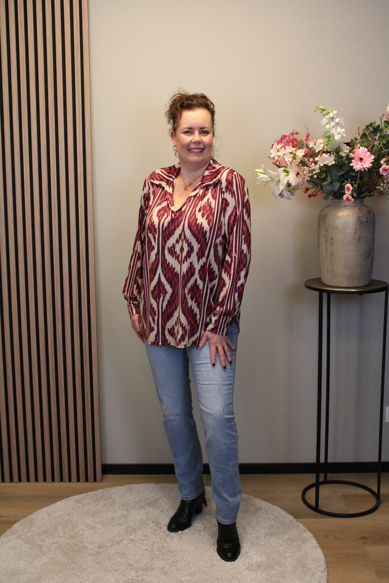 Mona | Grüne Bluse mit Kragen 38 bis 48