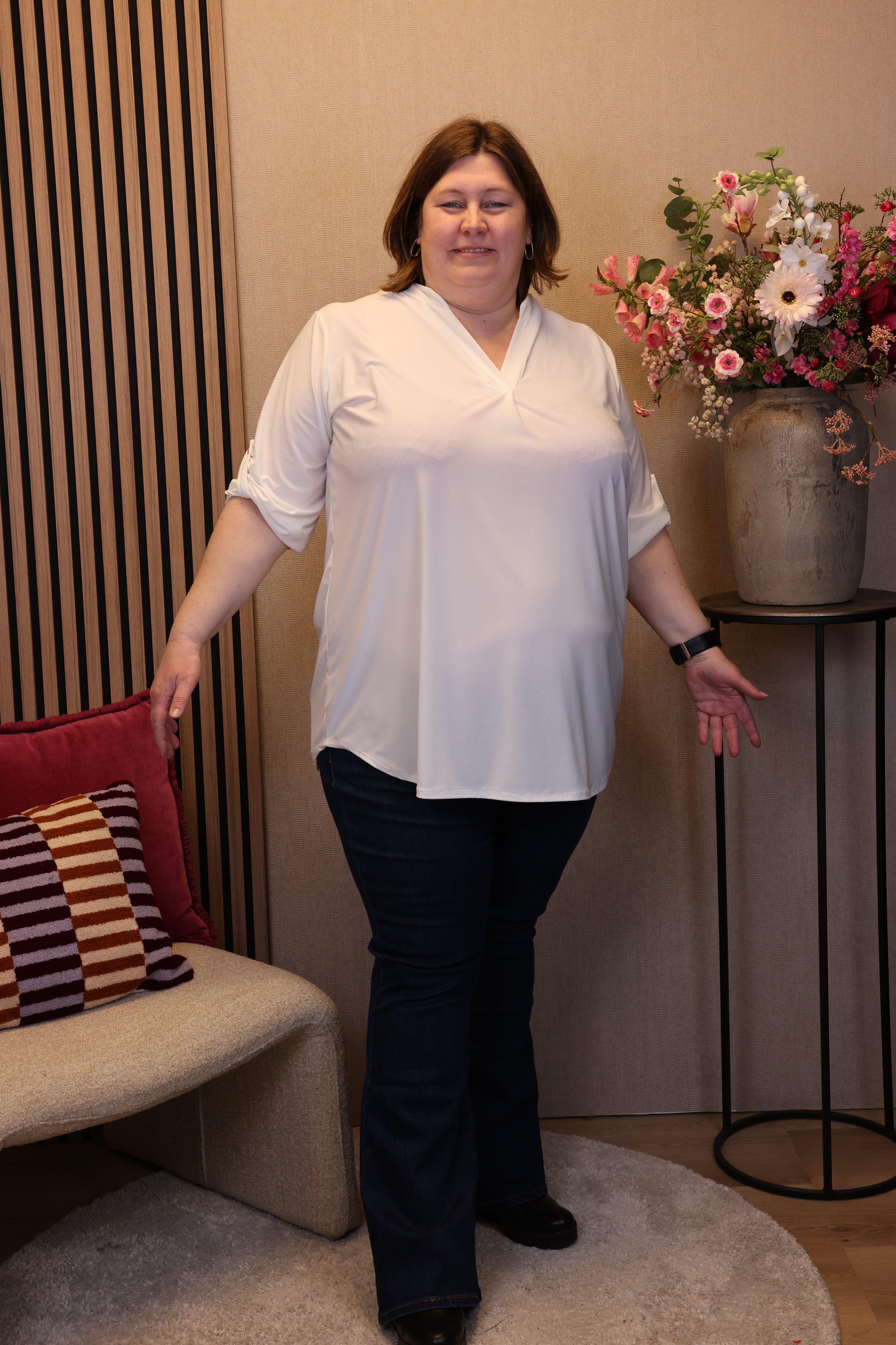 Dora | Bluse schwarz Langarm 52 bis 58