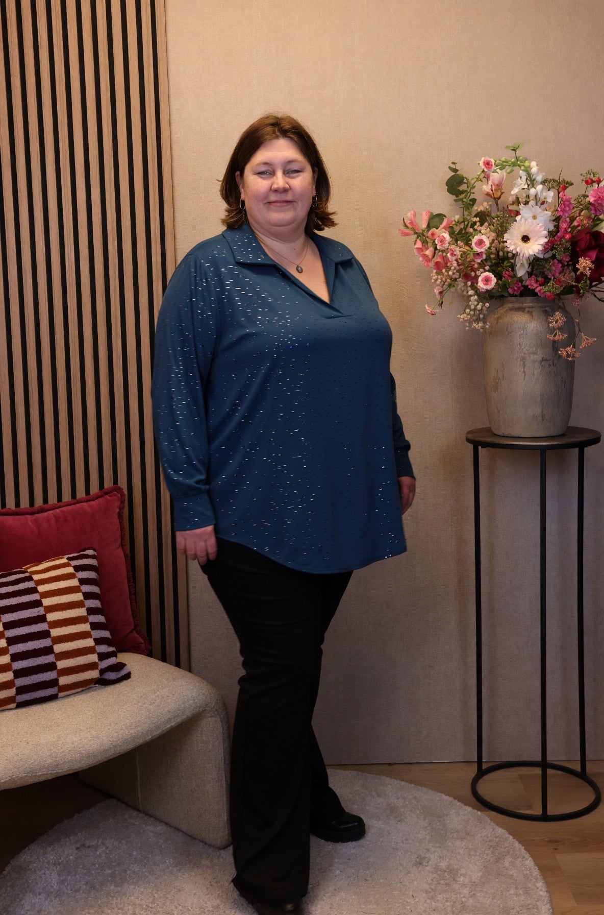 Dora | Bluse schwarz Langarm 52 bis 58