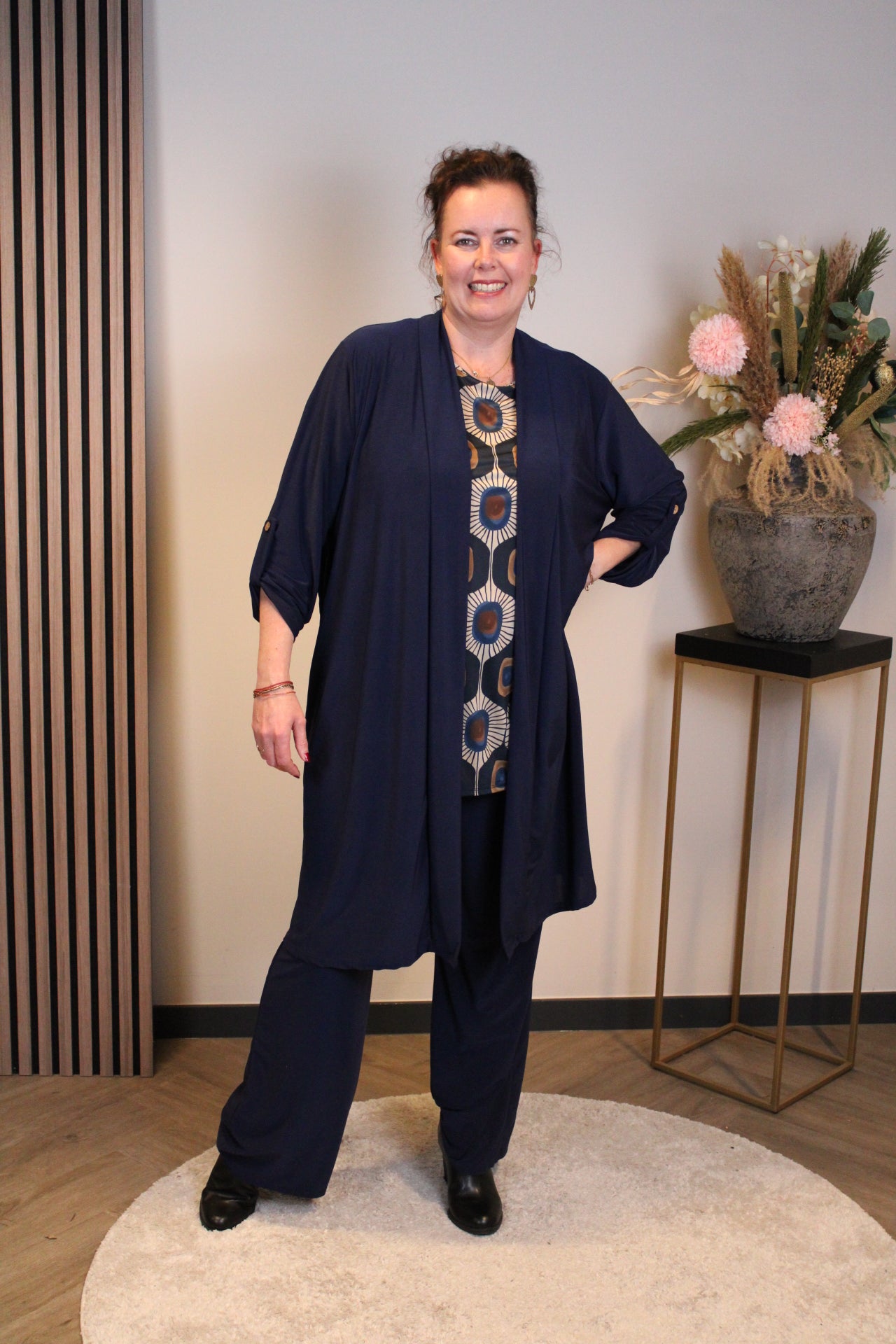 Evi | Dun vestje lang navy 48 t/m 52