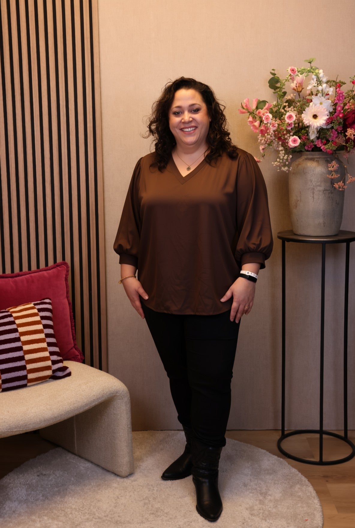 Dora | Bluse schwarz Langarm 52 bis 58