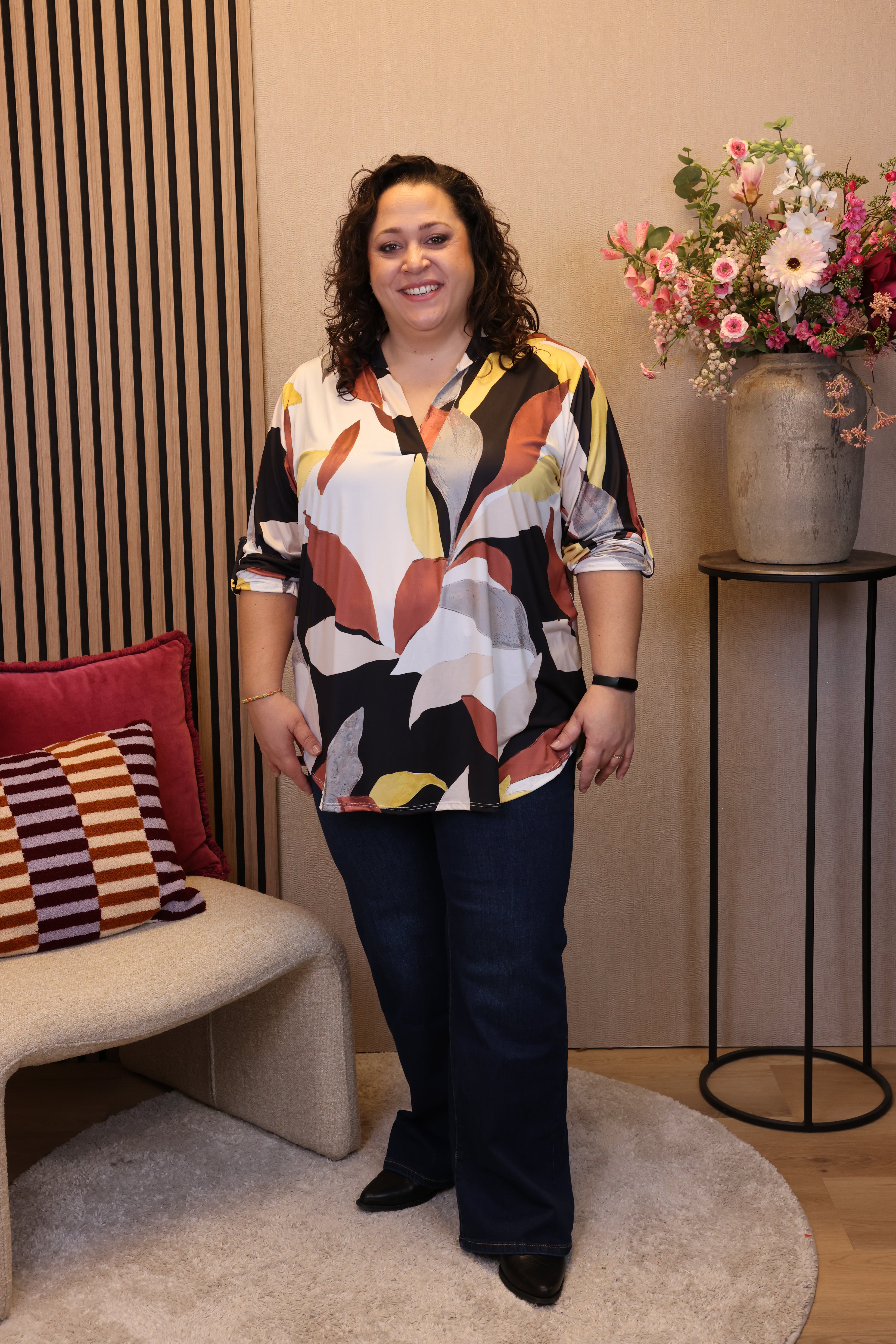 Dora | Bluse schwarz Langarm 52 bis 58