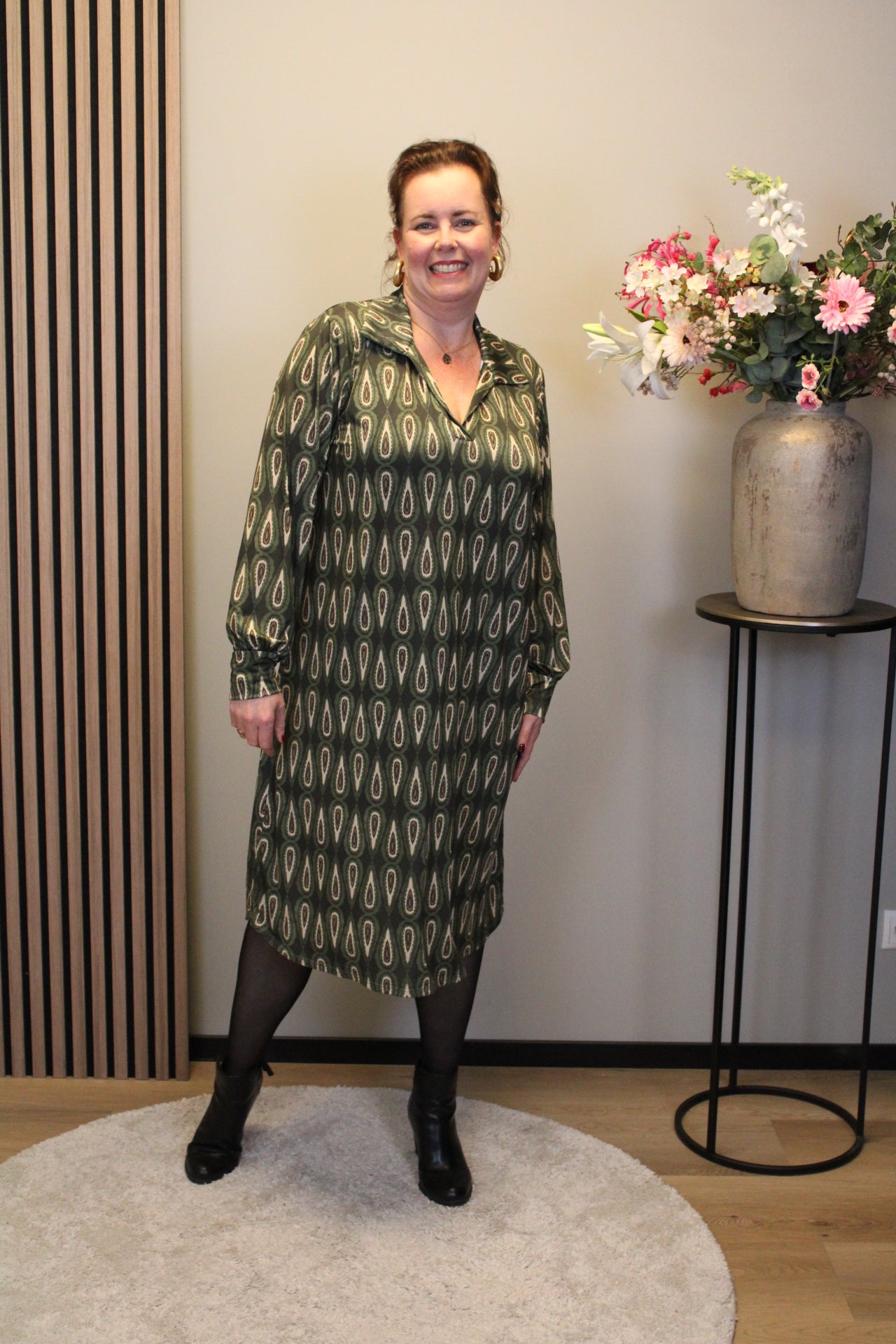 Christa | Grünes Kleid mit langen Ärmeln, Größe 38 bis 44