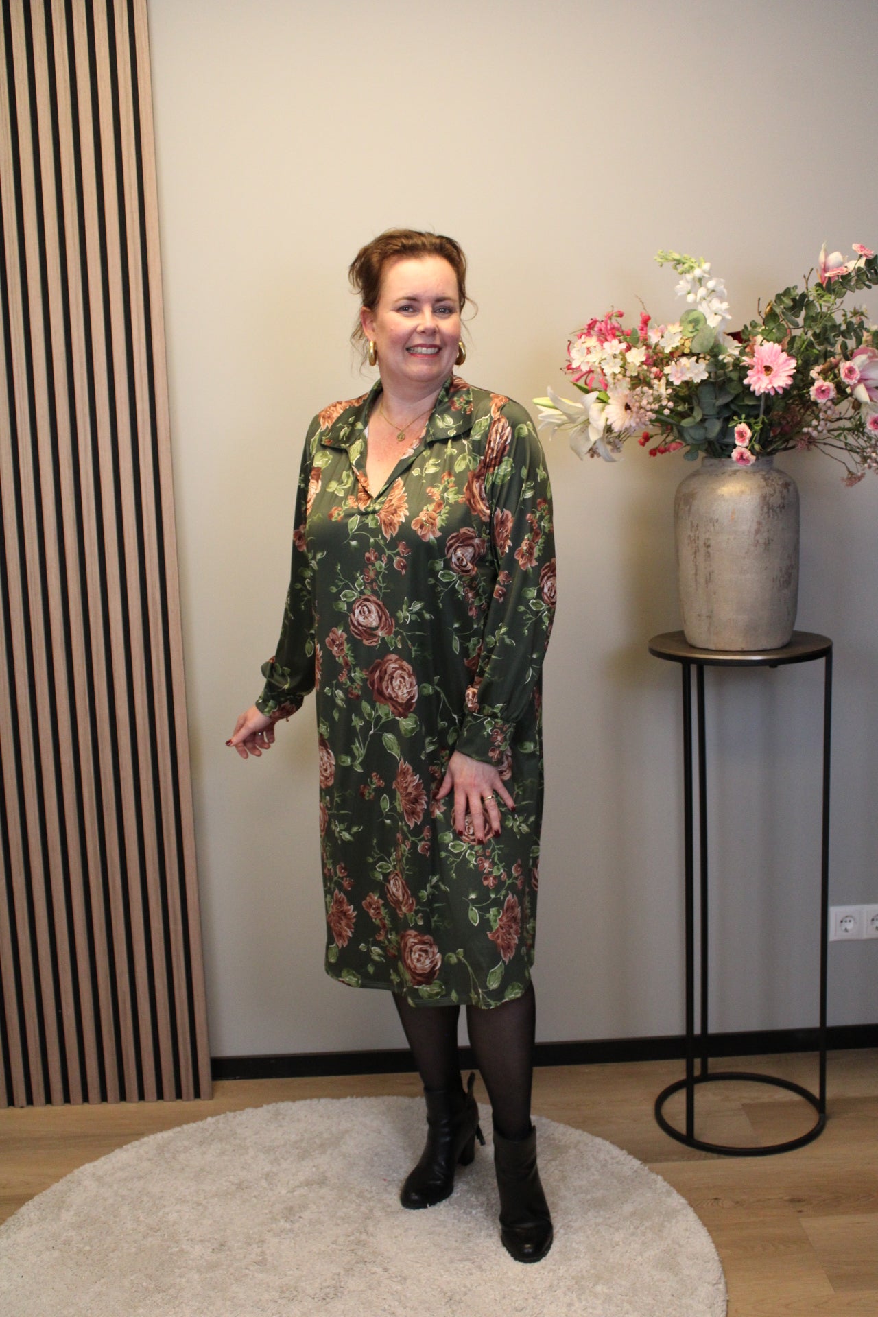 Christa | Grünes Kleid mit langen Ärmeln, Größe 38 bis 44