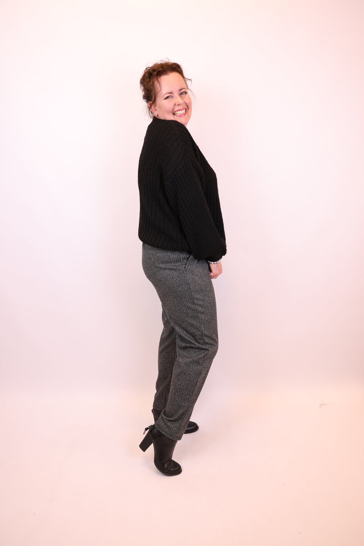 Dora | Bluse schwarz Langarm 52 bis 58