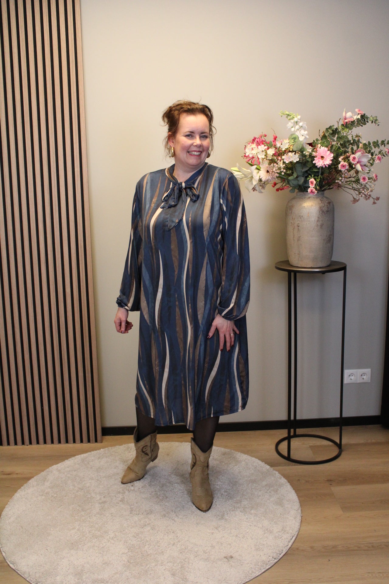 Marise | Blaues Langarmkleid 46 bis 50