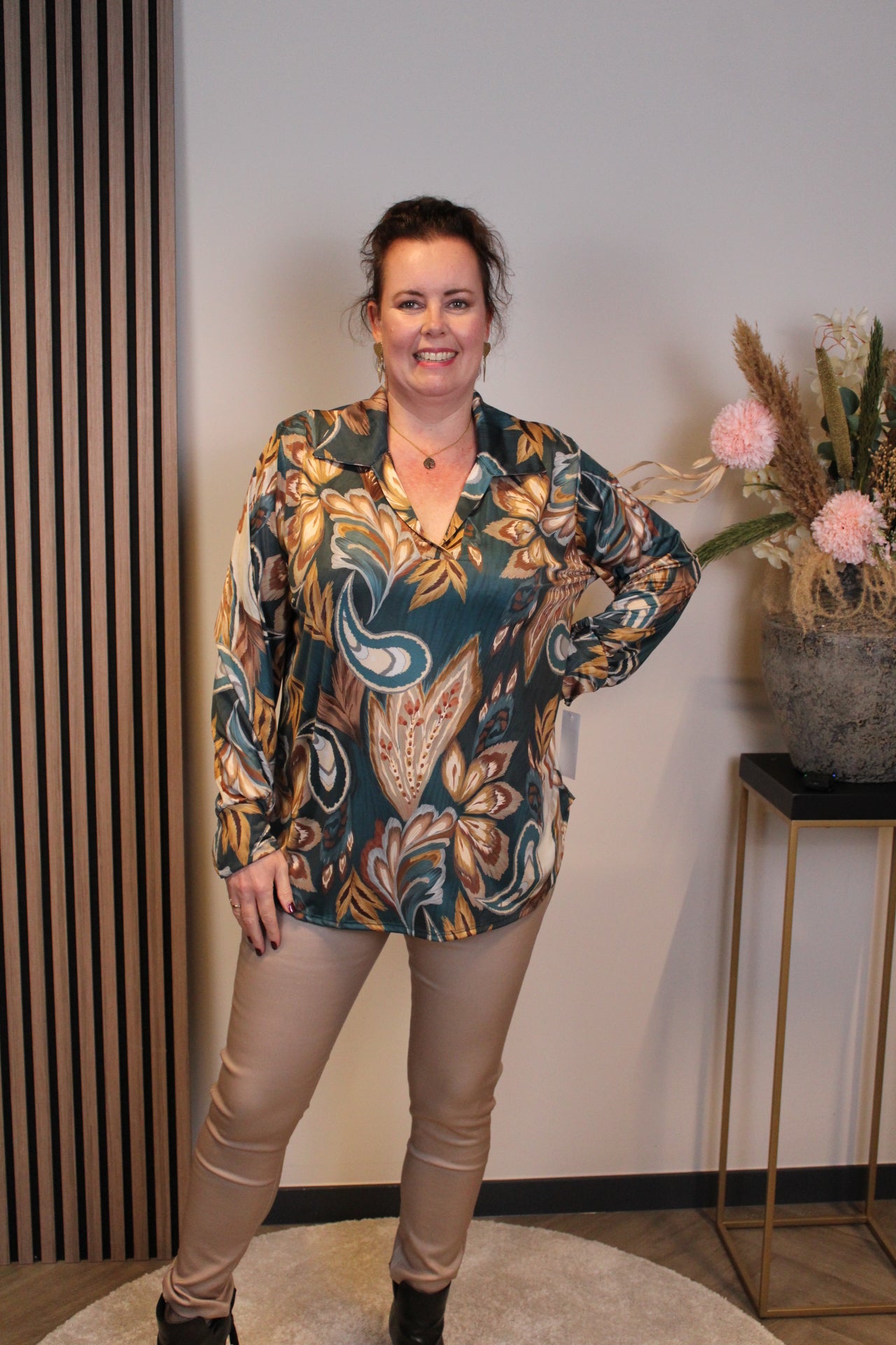 Dora | Bluse schwarz Langarm 52 bis 58