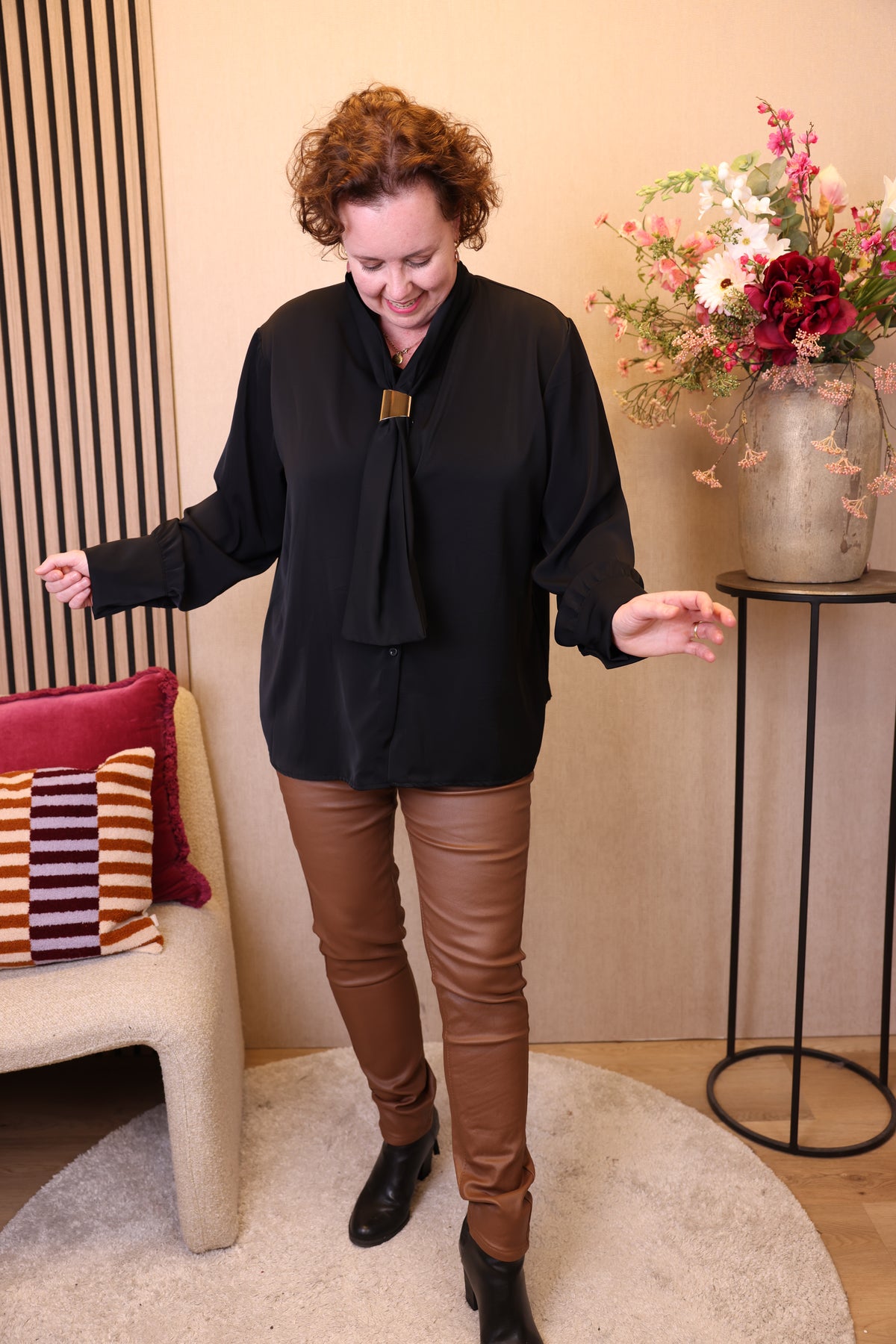 Dora | Bluse schwarz Langarm 52 bis 58