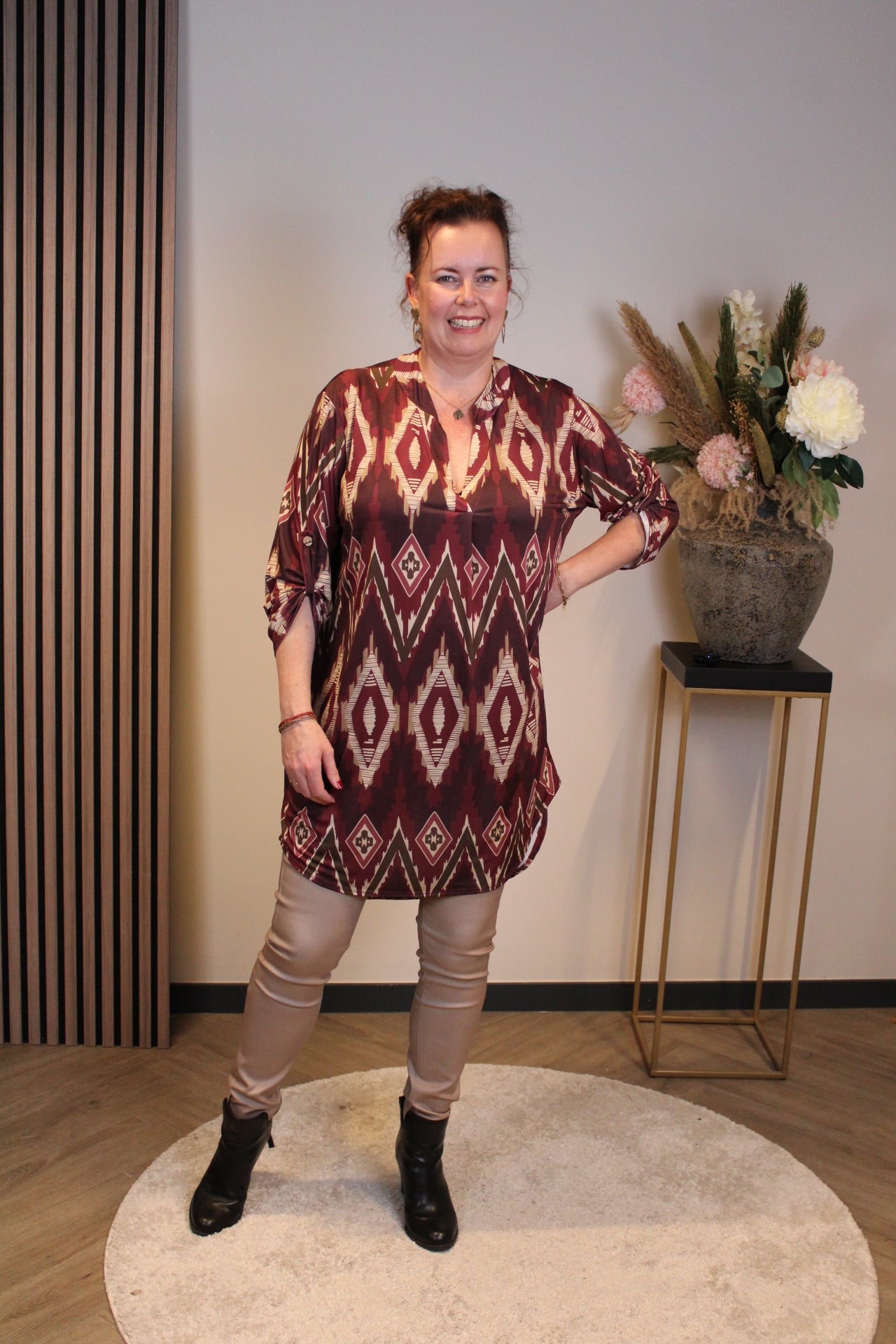 Lana | Blaue Bluse mit Kragen 38 bis 48