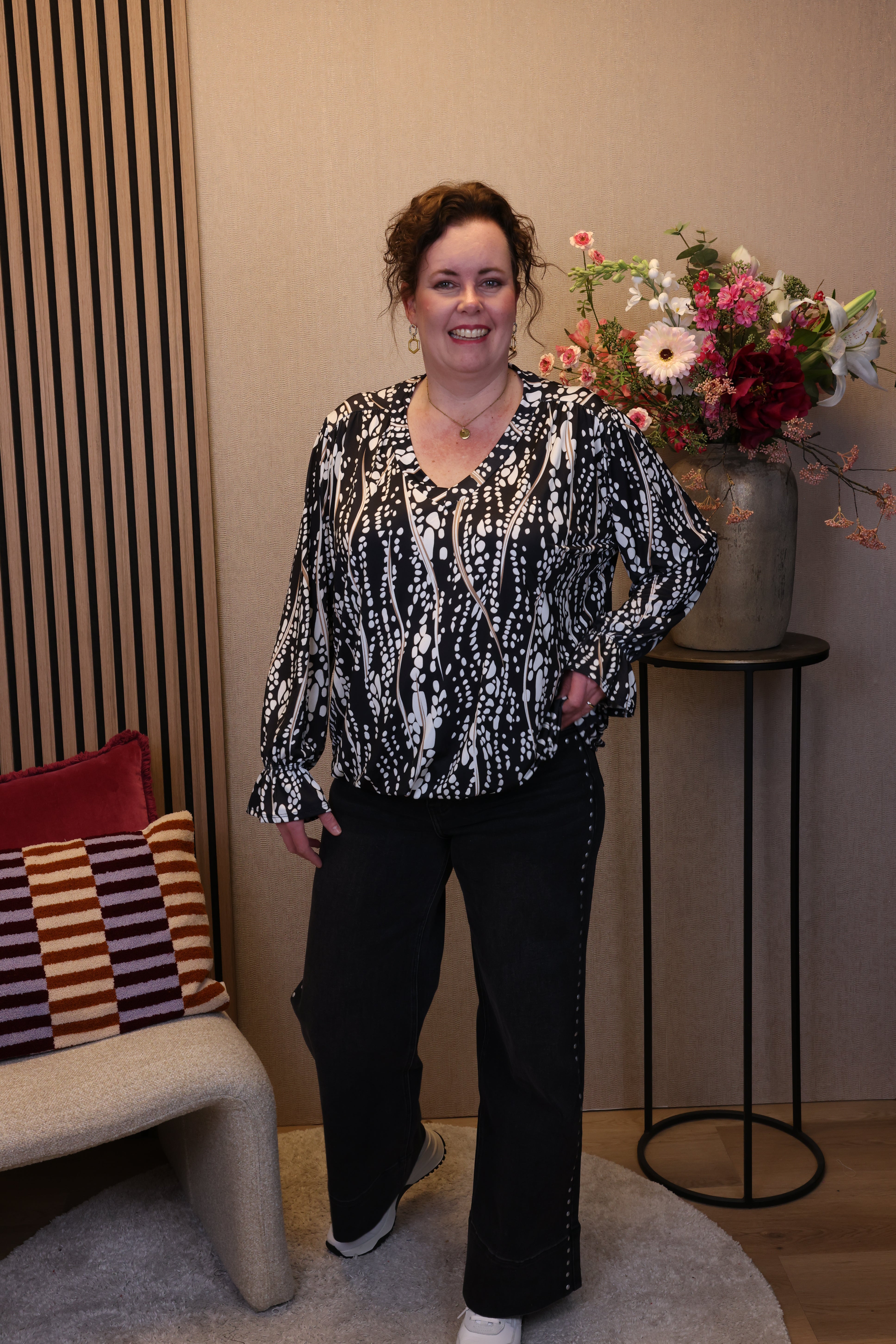 Dora | Bluse schwarz Langarm 52 bis 58