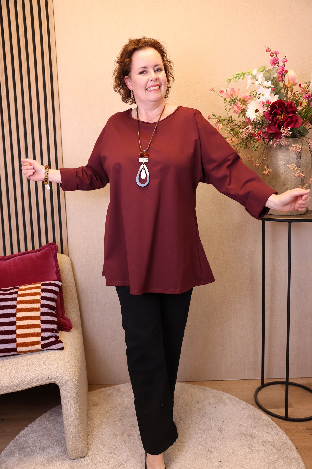 Dora | Bluse schwarz Langarm 52 bis 58
