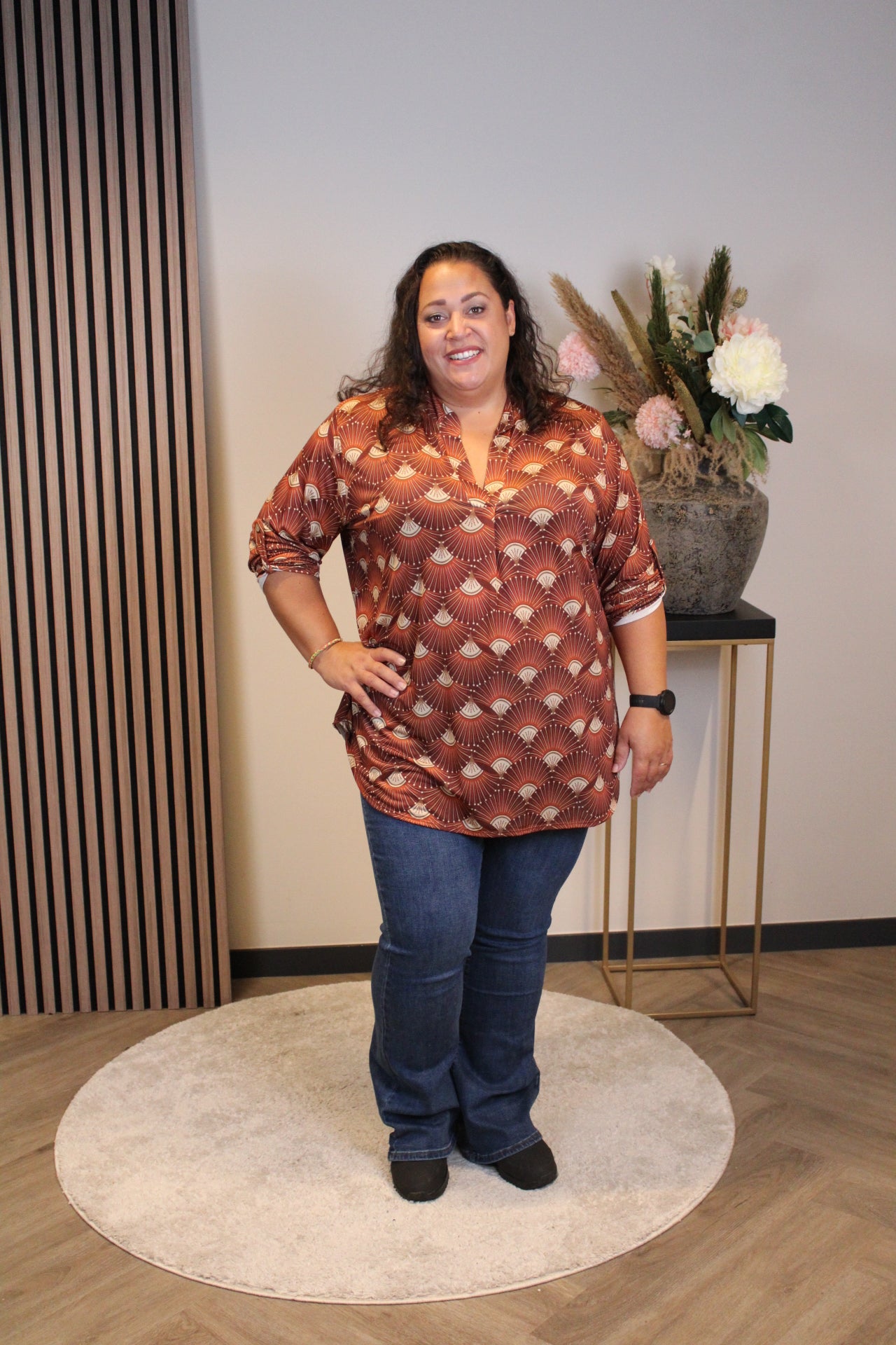 Dora | Bluse braun Langarm 48 bis 52