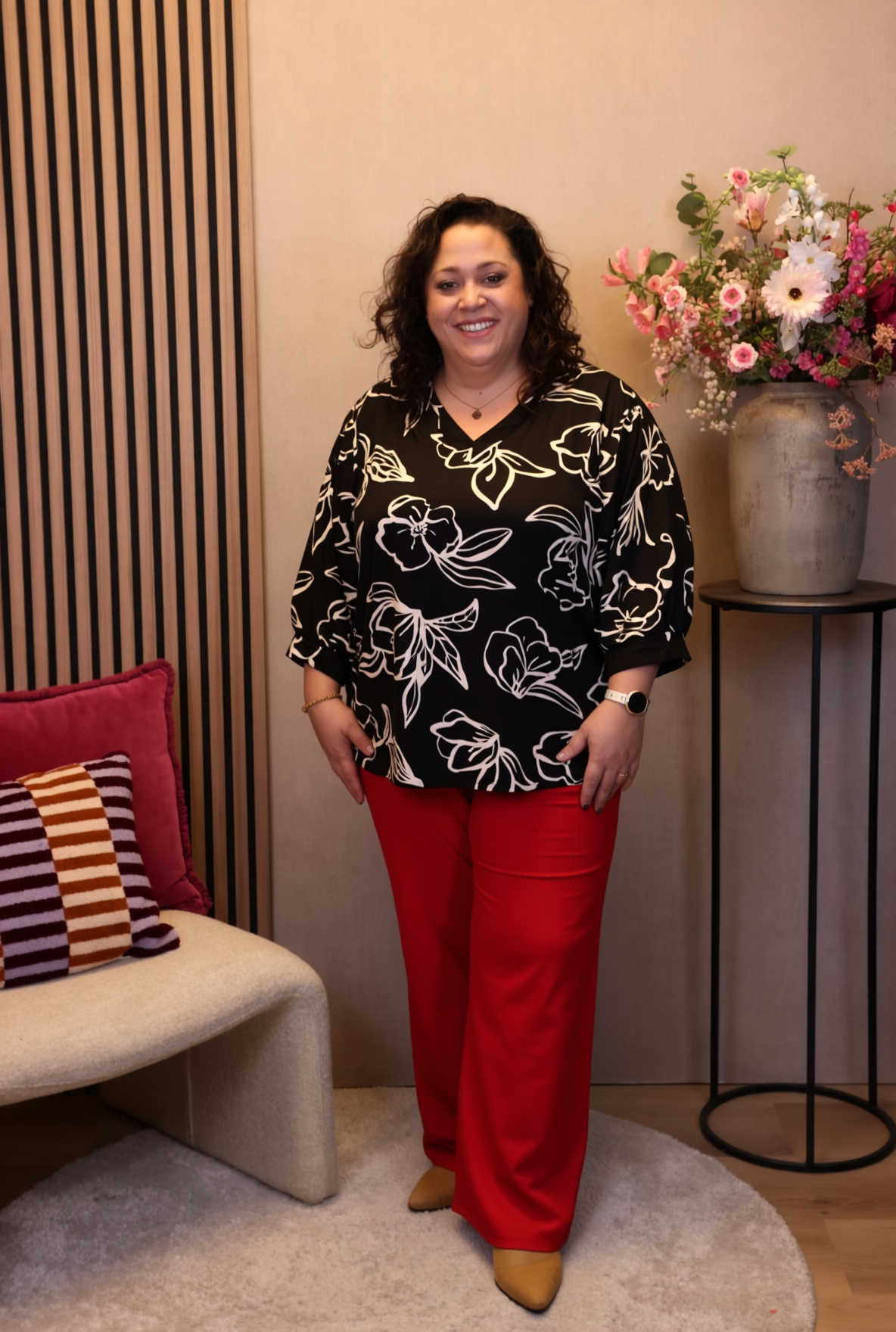 Dora | Bluse schwarz Langarm 52 bis 58