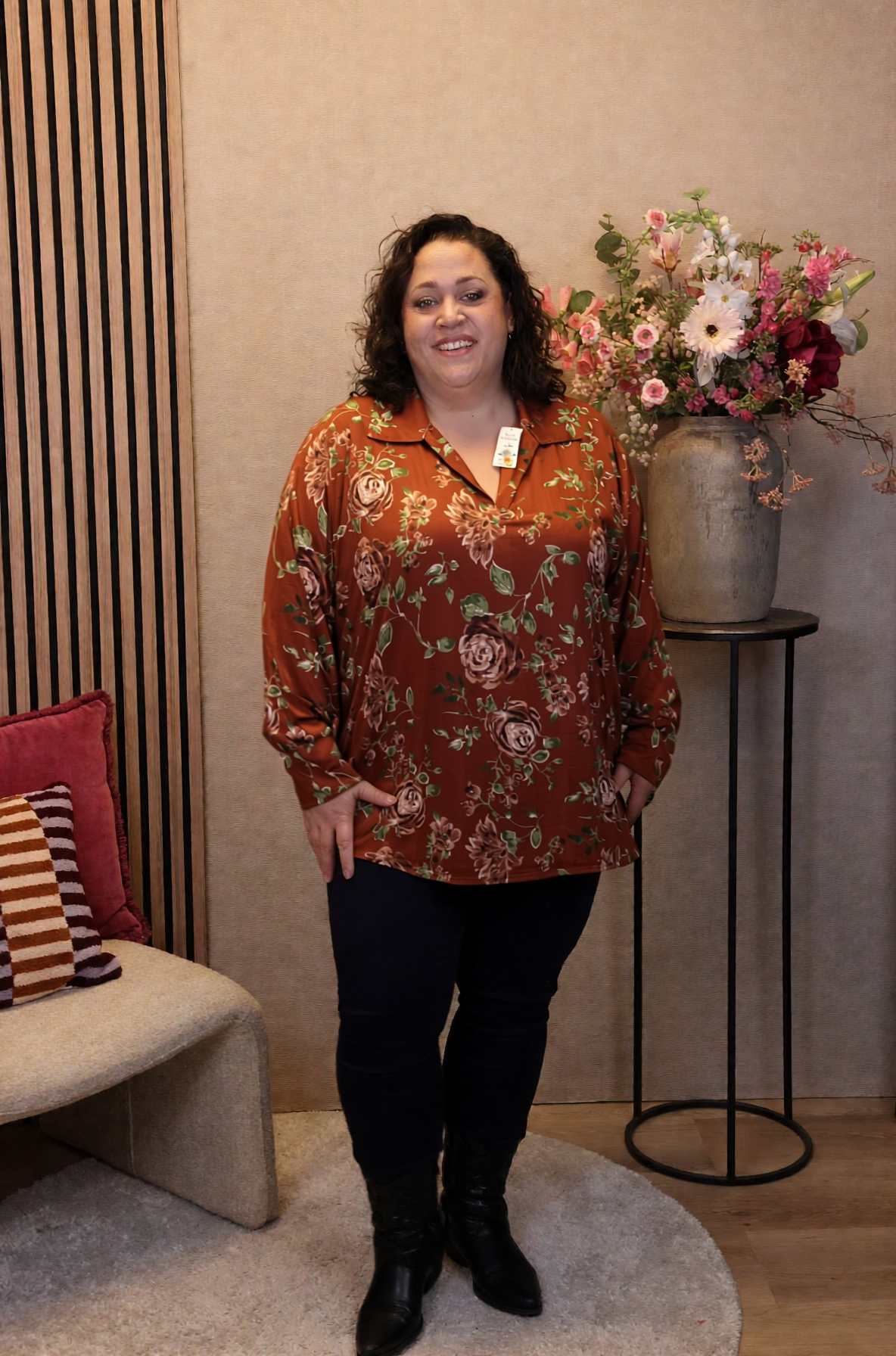 Dora | Bluse schwarz Langarm 52 bis 58