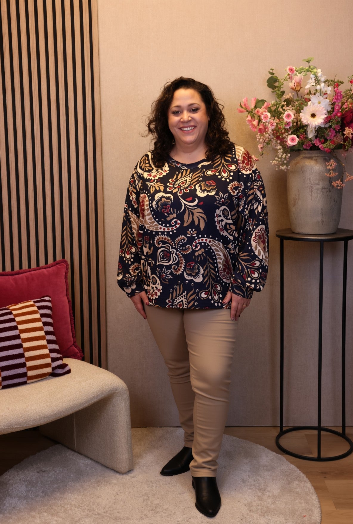 Dora | Bluse schwarz Langarm 52 bis 58