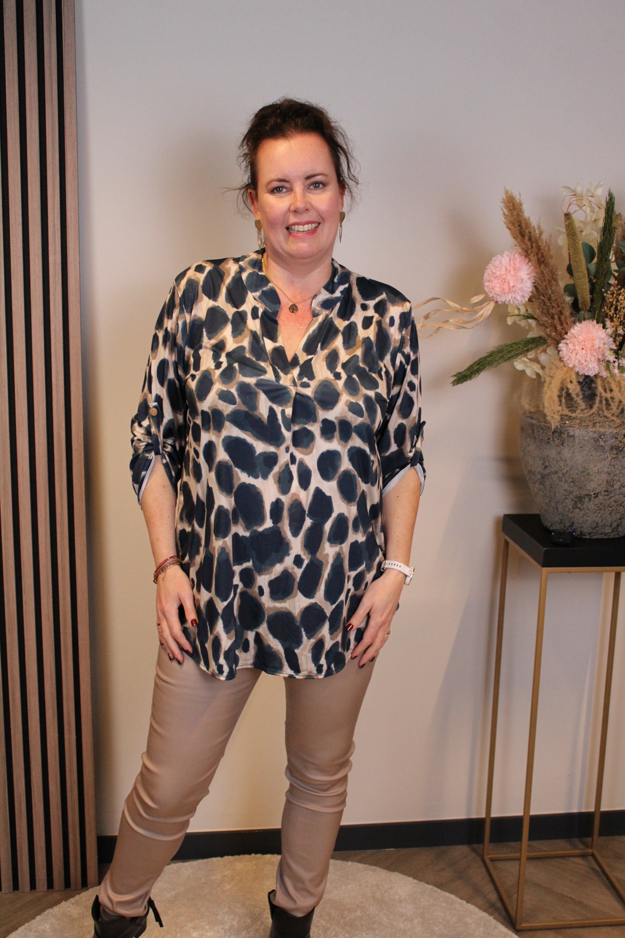 Dora | Bluse schwarz Langarm 48 bis 52