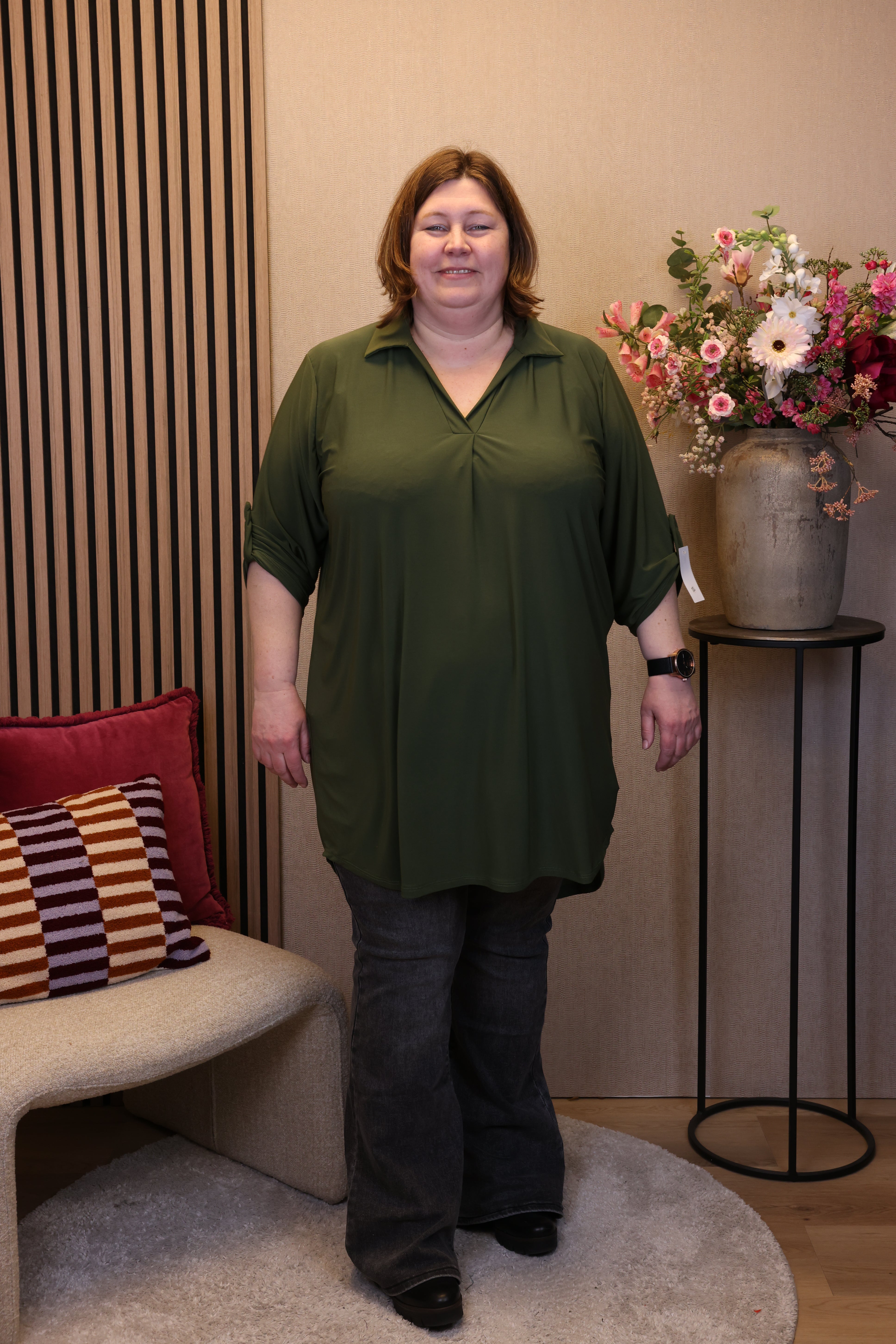 Dora | Bluse schwarz Langarm 52 bis 58