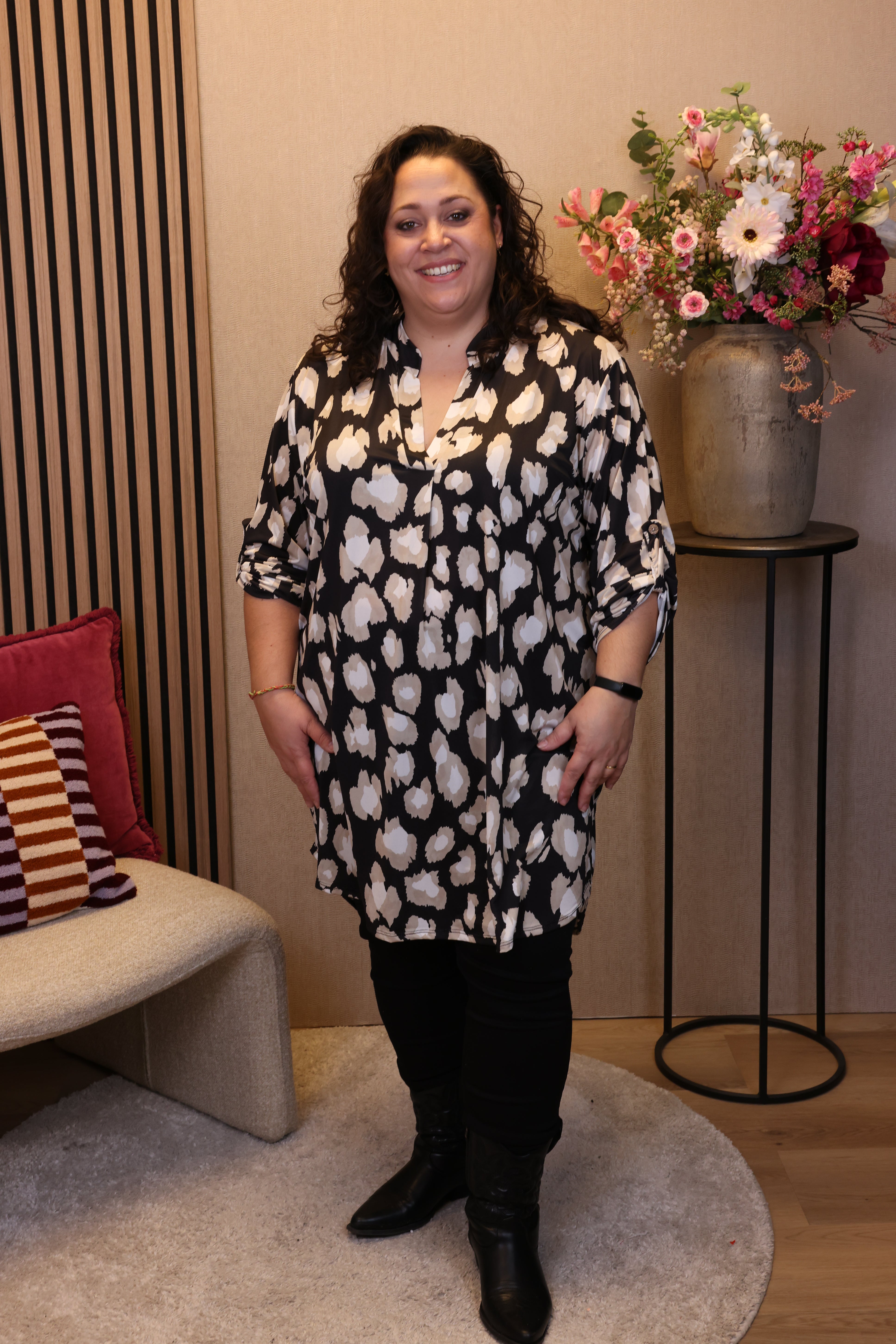 Dora | Bluse schwarz Langarm 52 bis 58