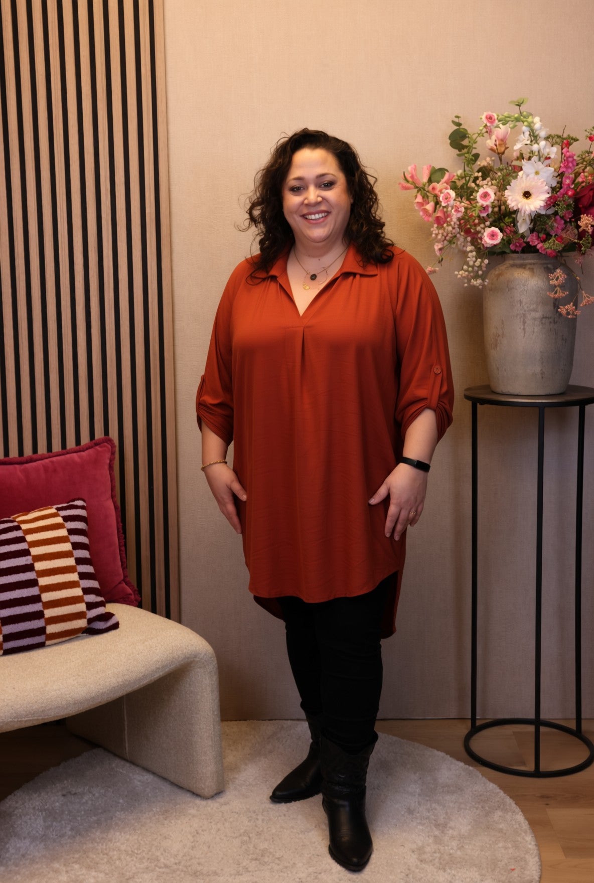 Dora | Bluse schwarz Langarm 52 bis 58