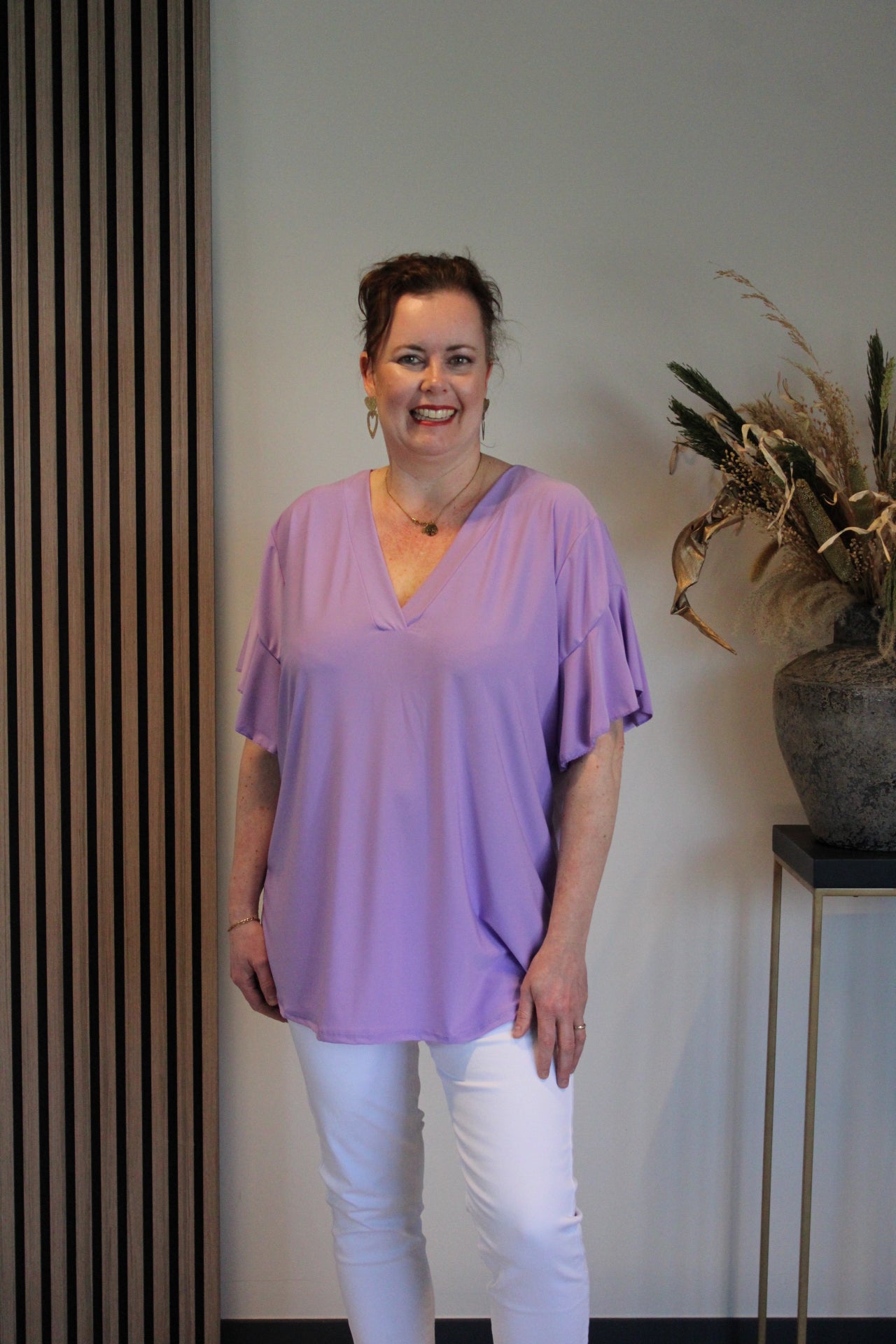 Mayra | Bluse Kurzarm Lila 40 bis 48