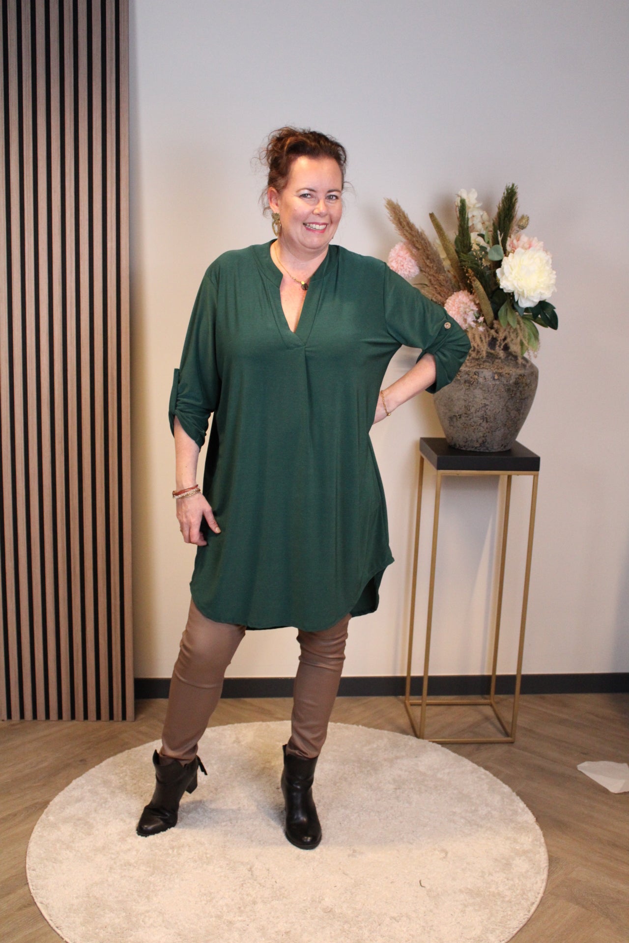 Lana | Blaue Bluse mit Kragen 38 bis 48