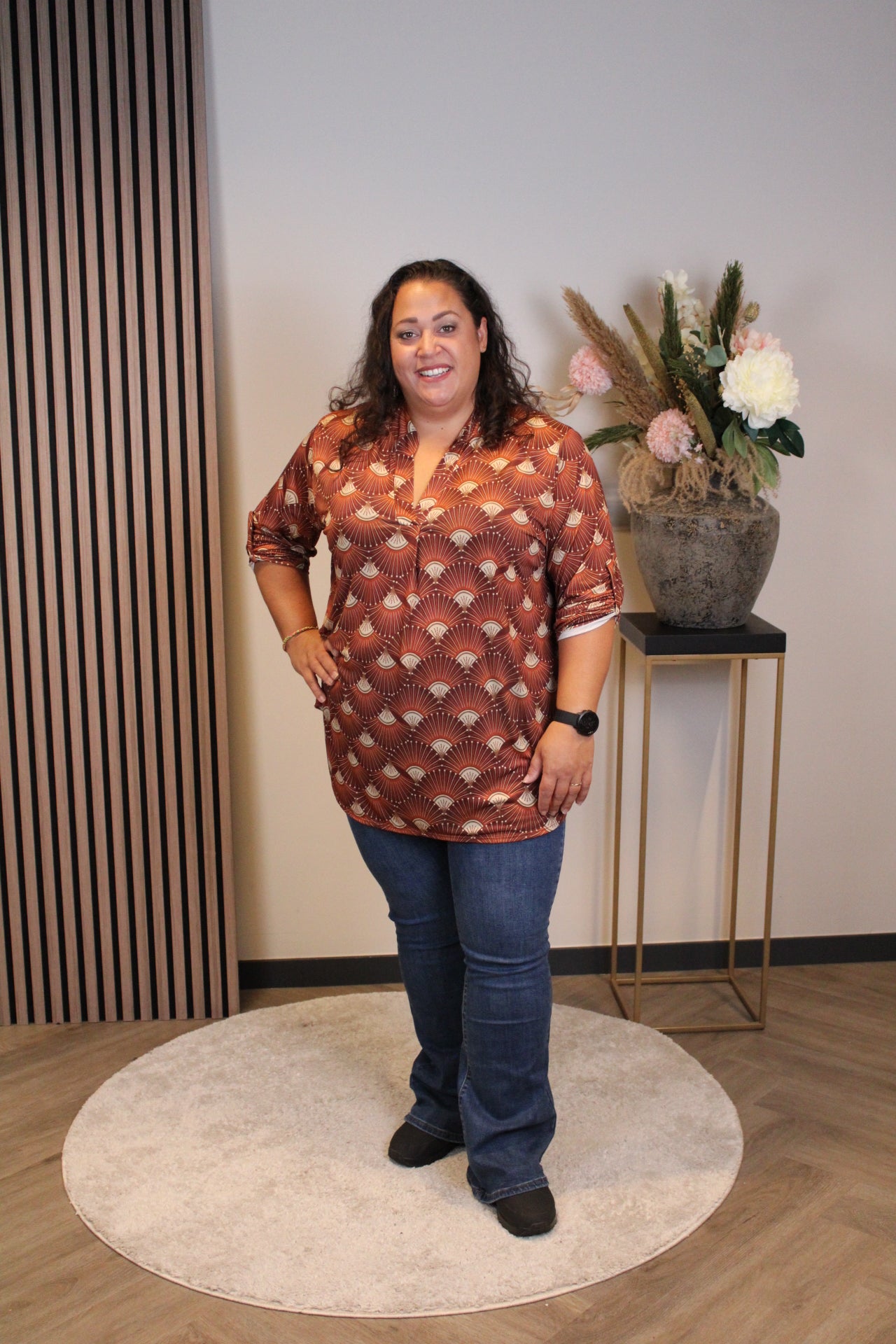 Dora | Bluse braun Langarm 48 bis 52