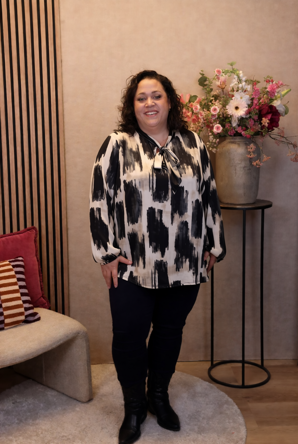 Dora | Bluse schwarz Langarm 52 bis 58