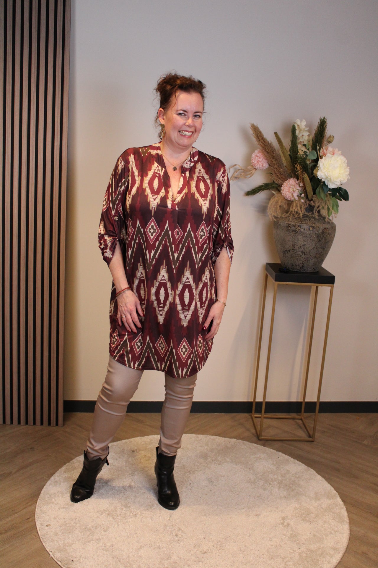 Lana | Blaue Bluse mit Kragen 38 bis 48