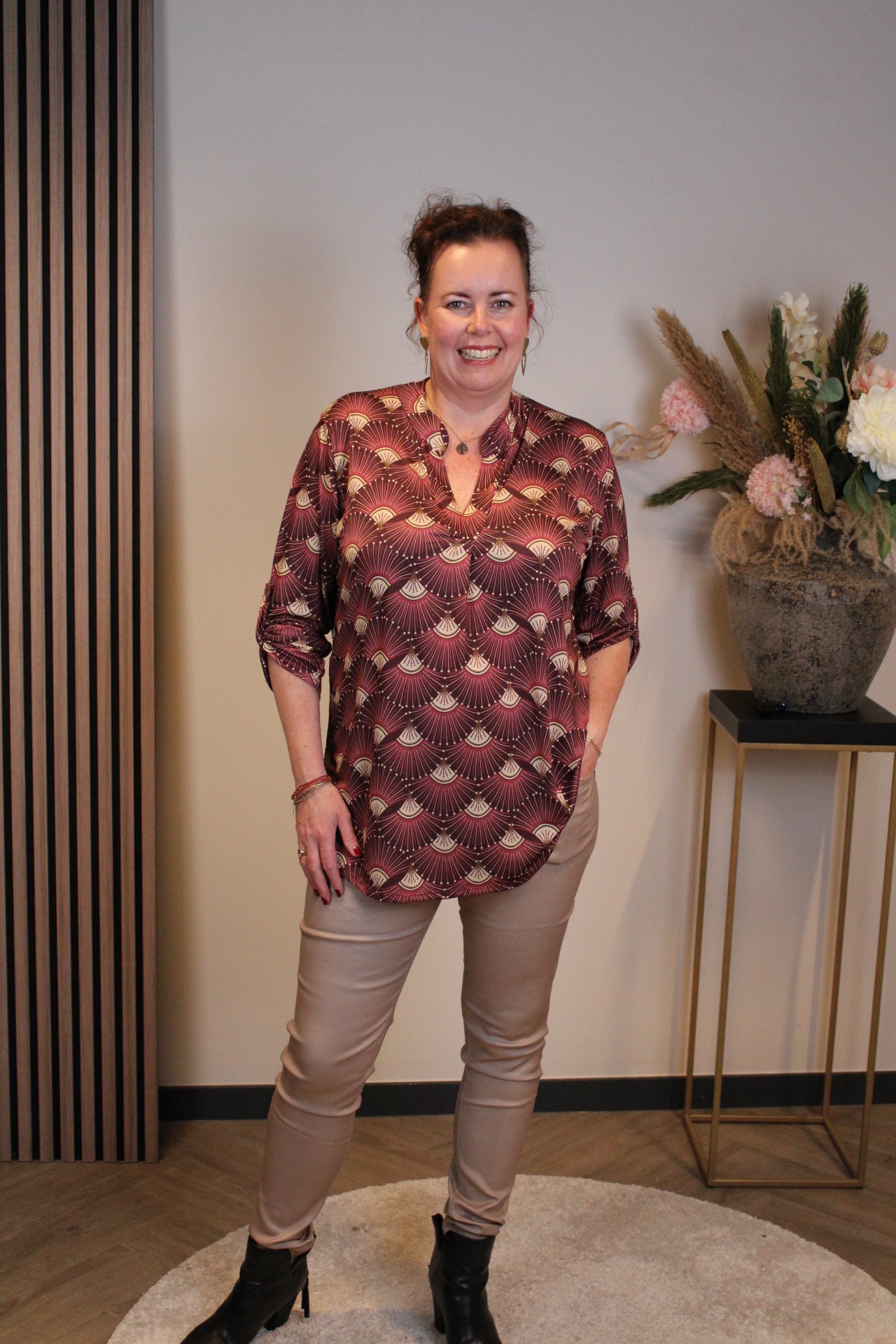 Dora | Bluse braun Langarm 38 bis 48