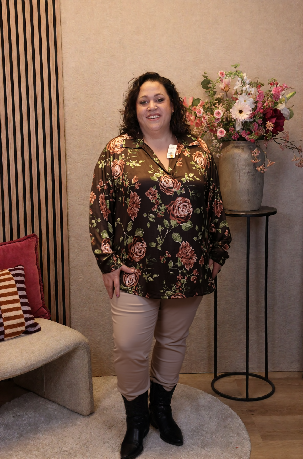 Dora | Bluse schwarz Langarm 52 bis 58