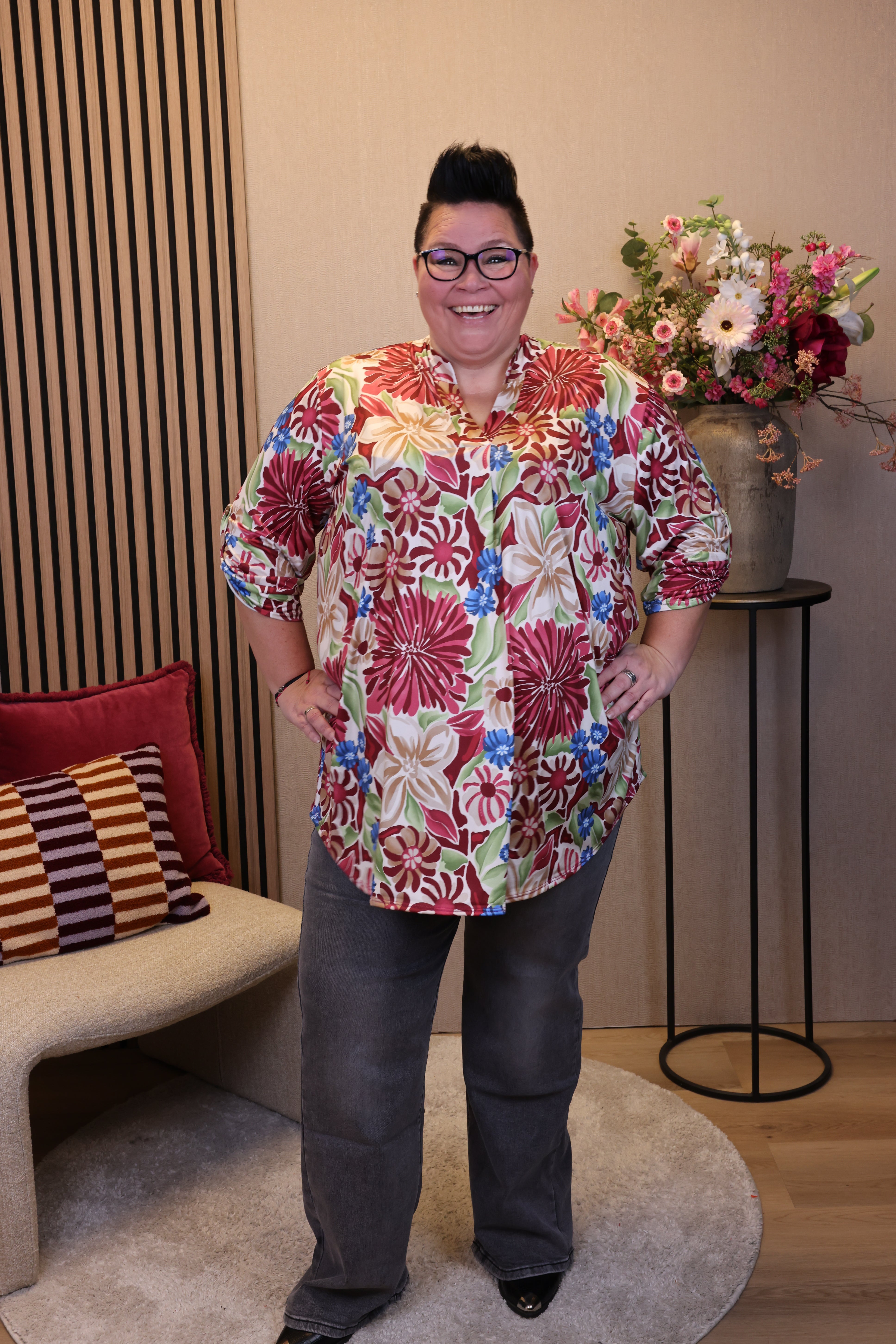 Dora | Bluse schwarz Langarm 52 bis 58