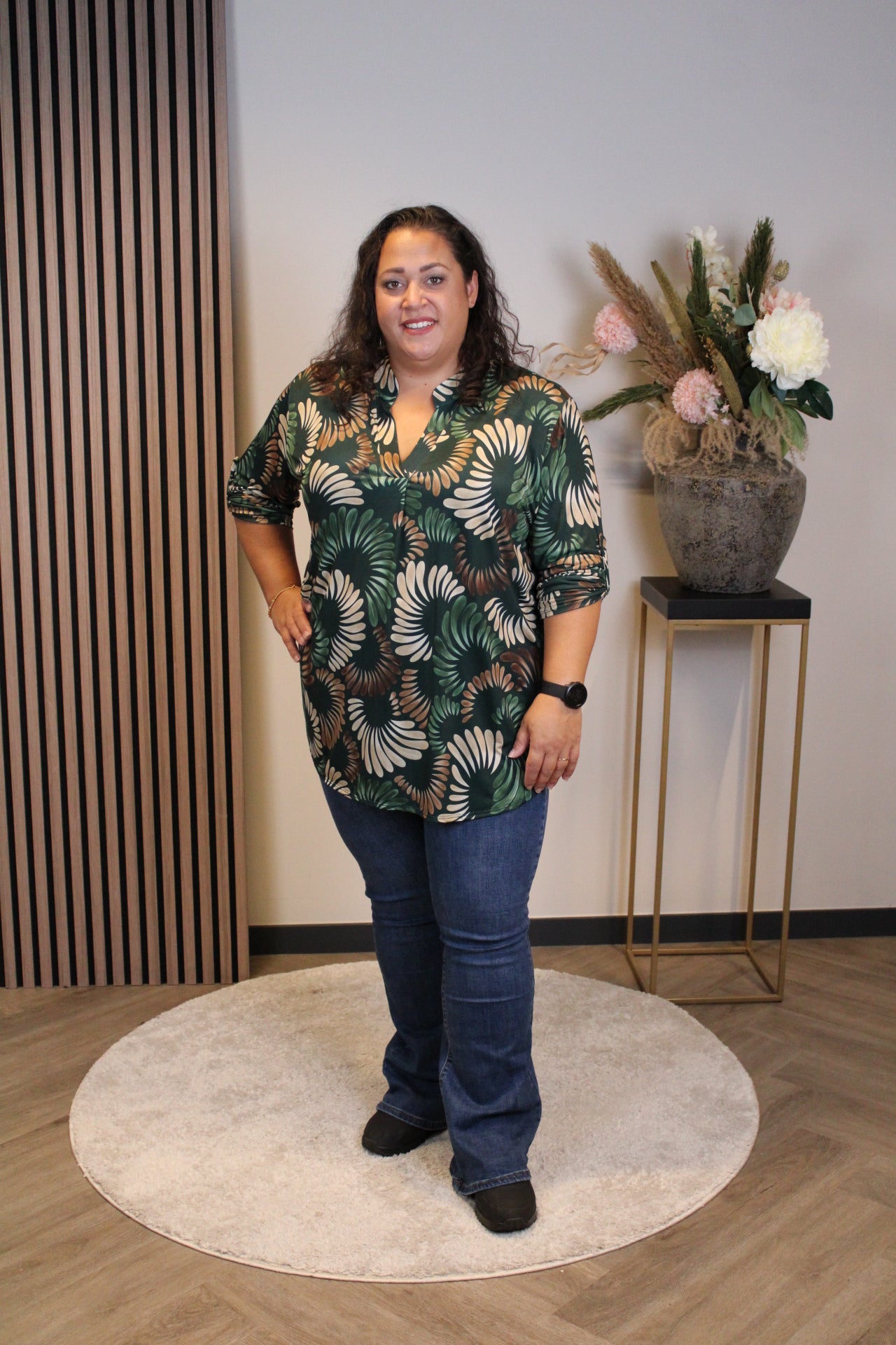 Margriet | Bluse grün lange Ärmel 48 bis 52