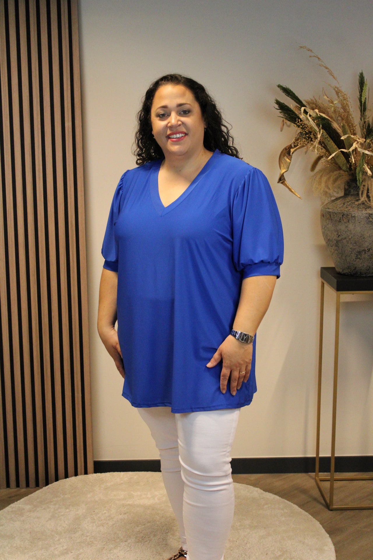 Fay | Bluse Kobalt Kurzarm 48 bis 52