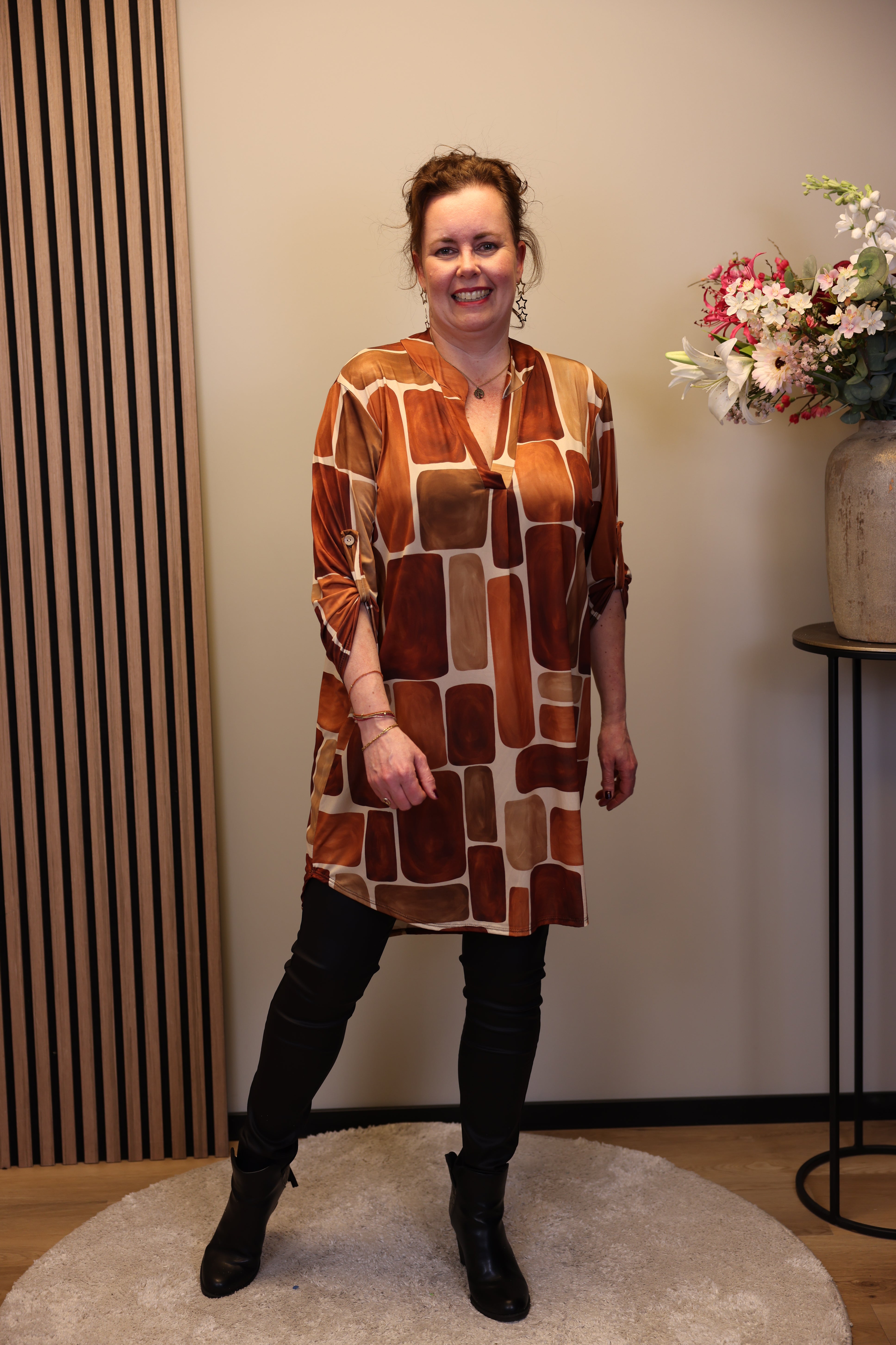 Lana | Blaue Bluse mit Kragen 38 bis 48