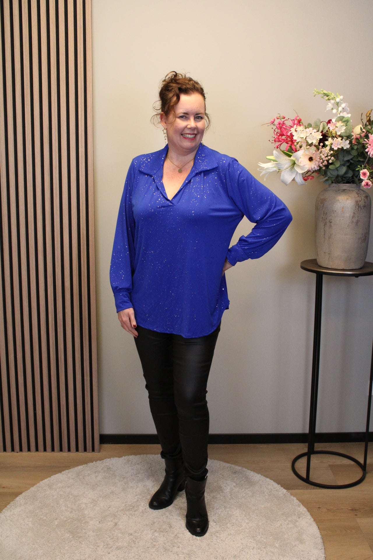 Dora | Bluse schwarz Langarm 52 bis 58