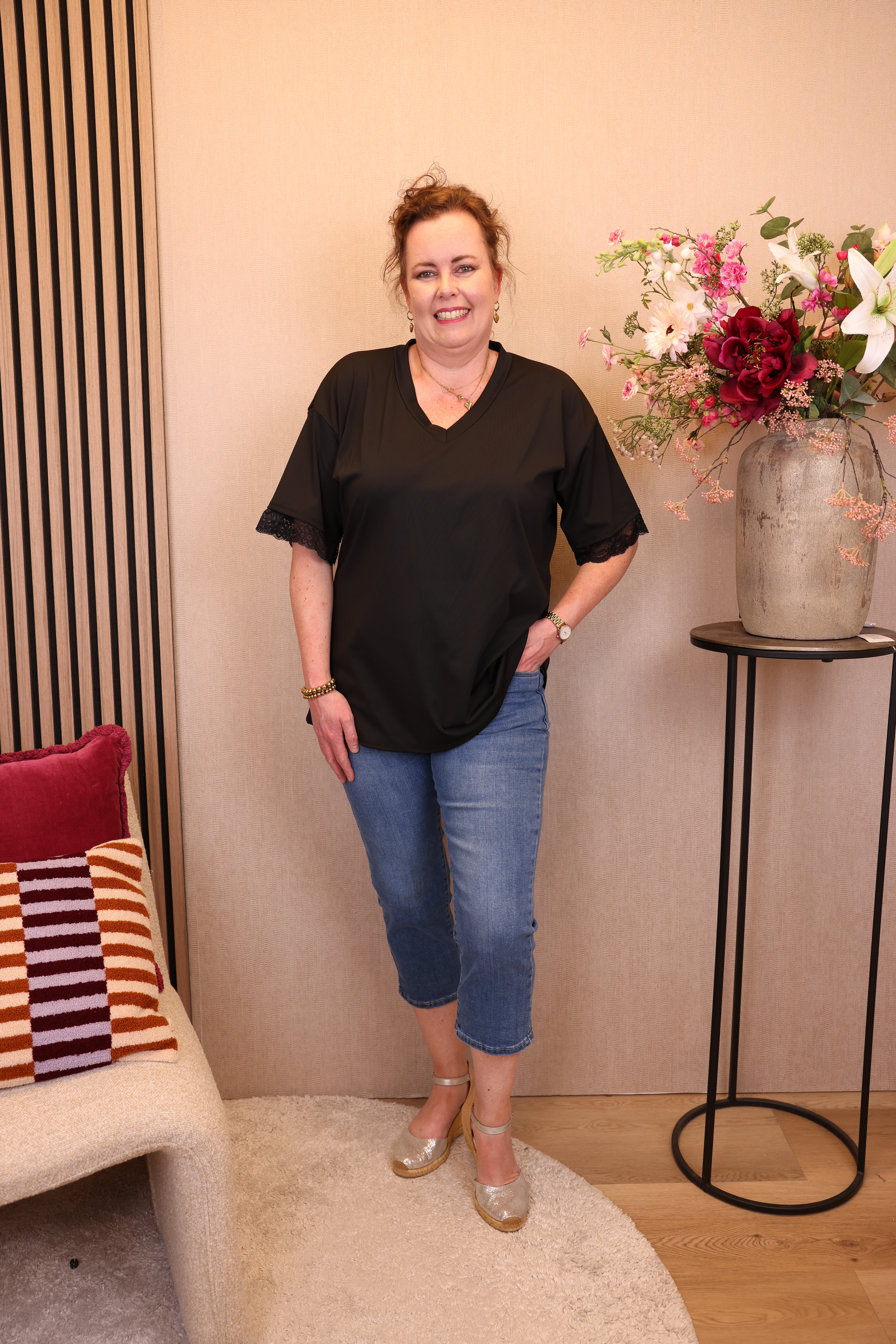 Dora | Bluse schwarz Langarm 52 bis 58
