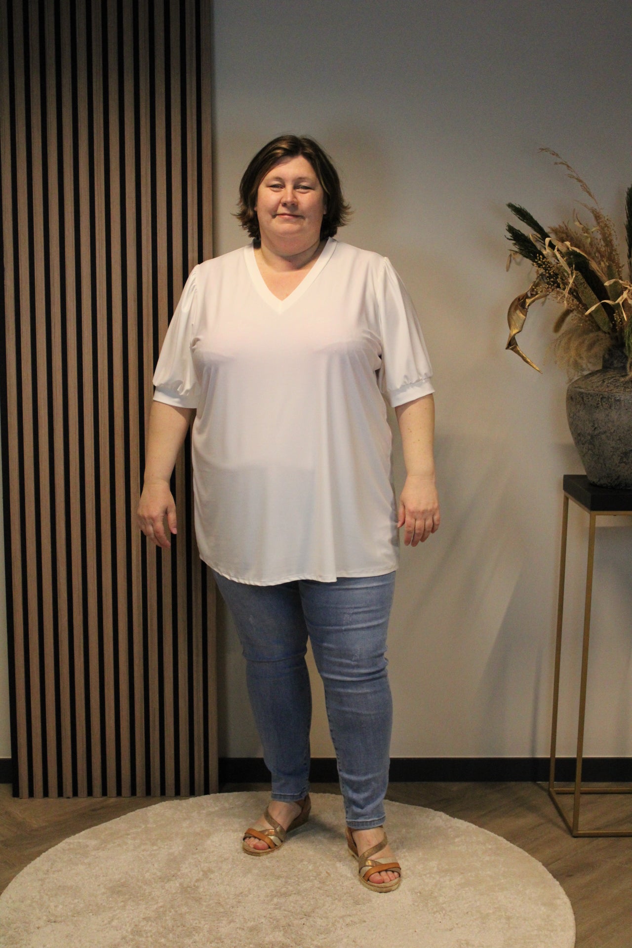 Fay | Weiße Kurzarmbluse 52 bis 58