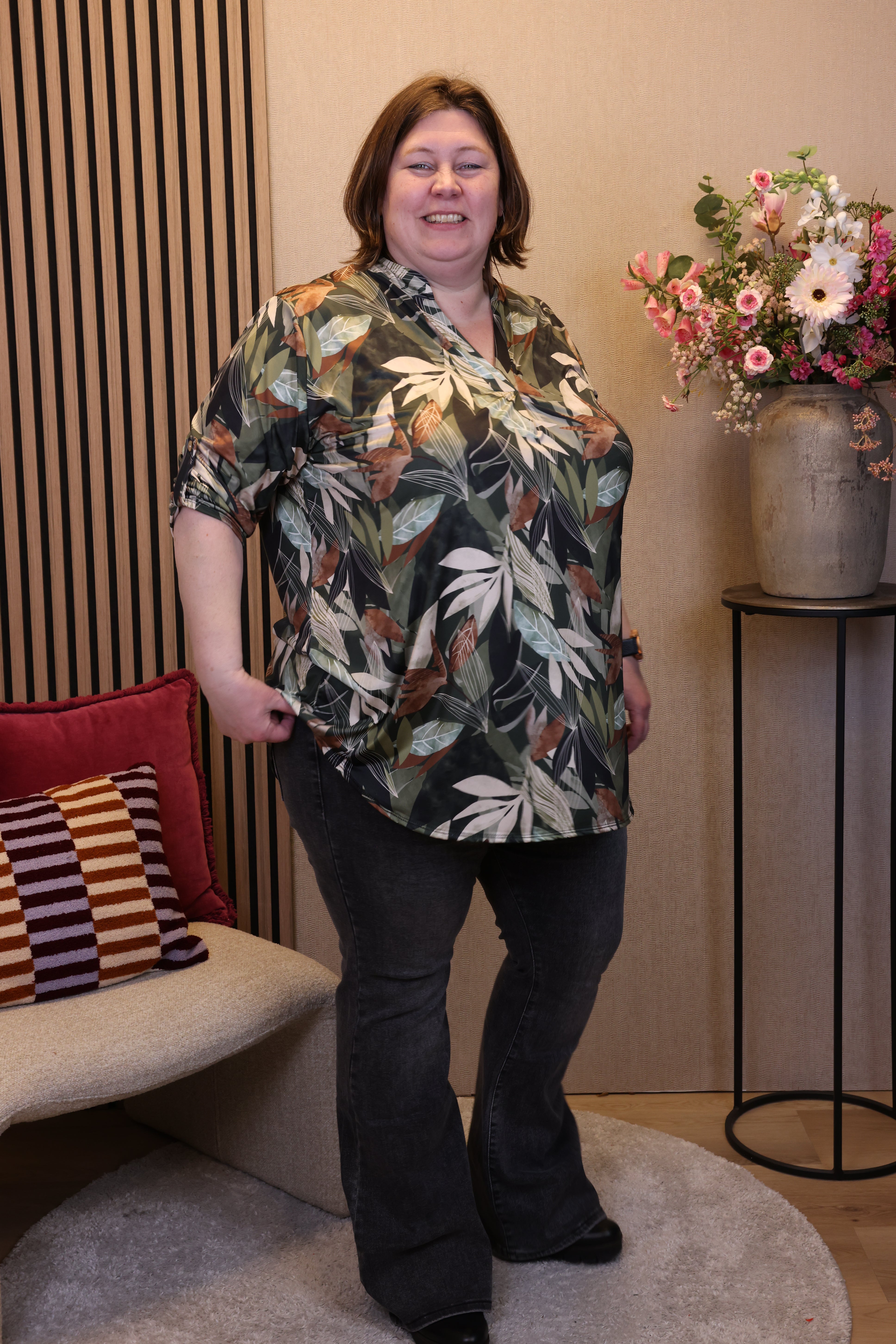 Dora | Bluse schwarz Langarm 52 bis 58