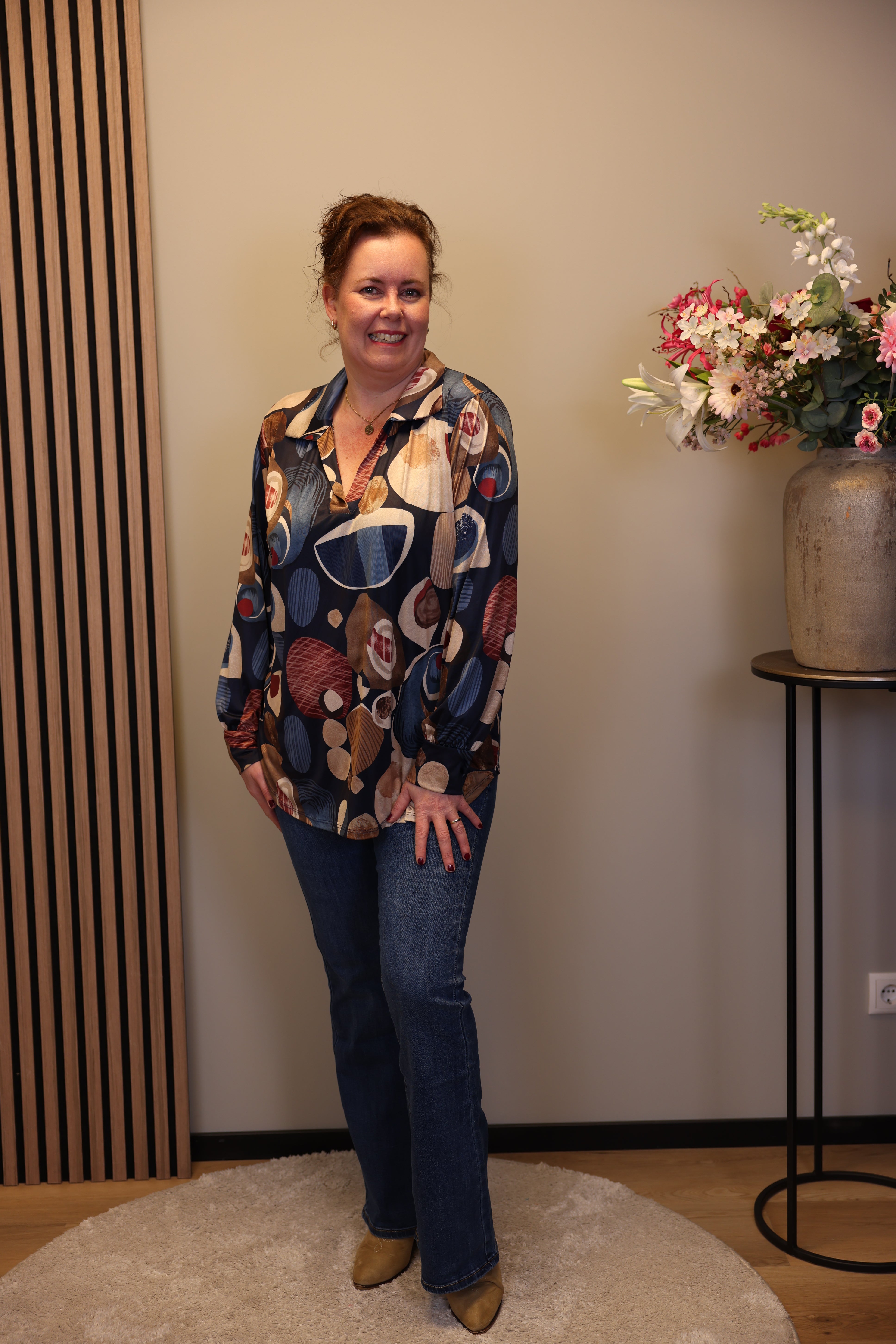 Verona | Bluse mit Kragen blau 48 bis 52