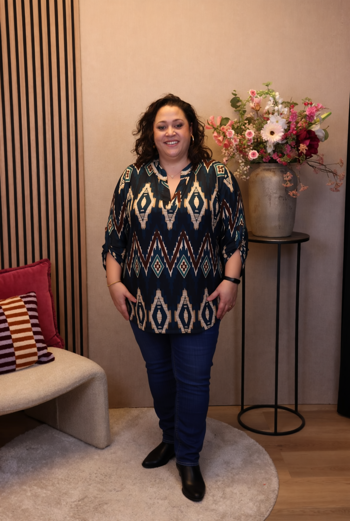 Dora | Bluse schwarz Langarm 52 bis 58