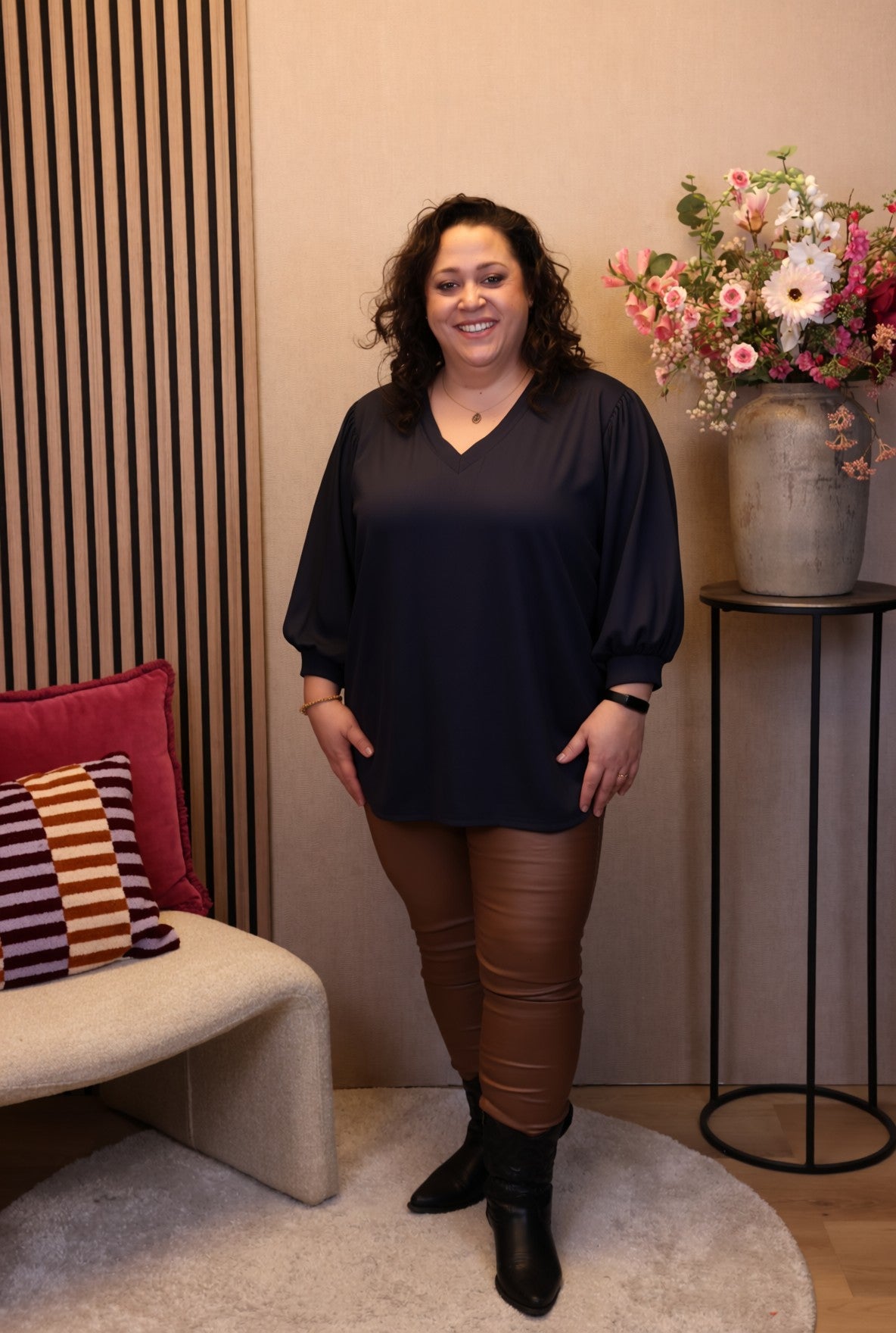 Dora | Bluse schwarz Langarm 52 bis 58