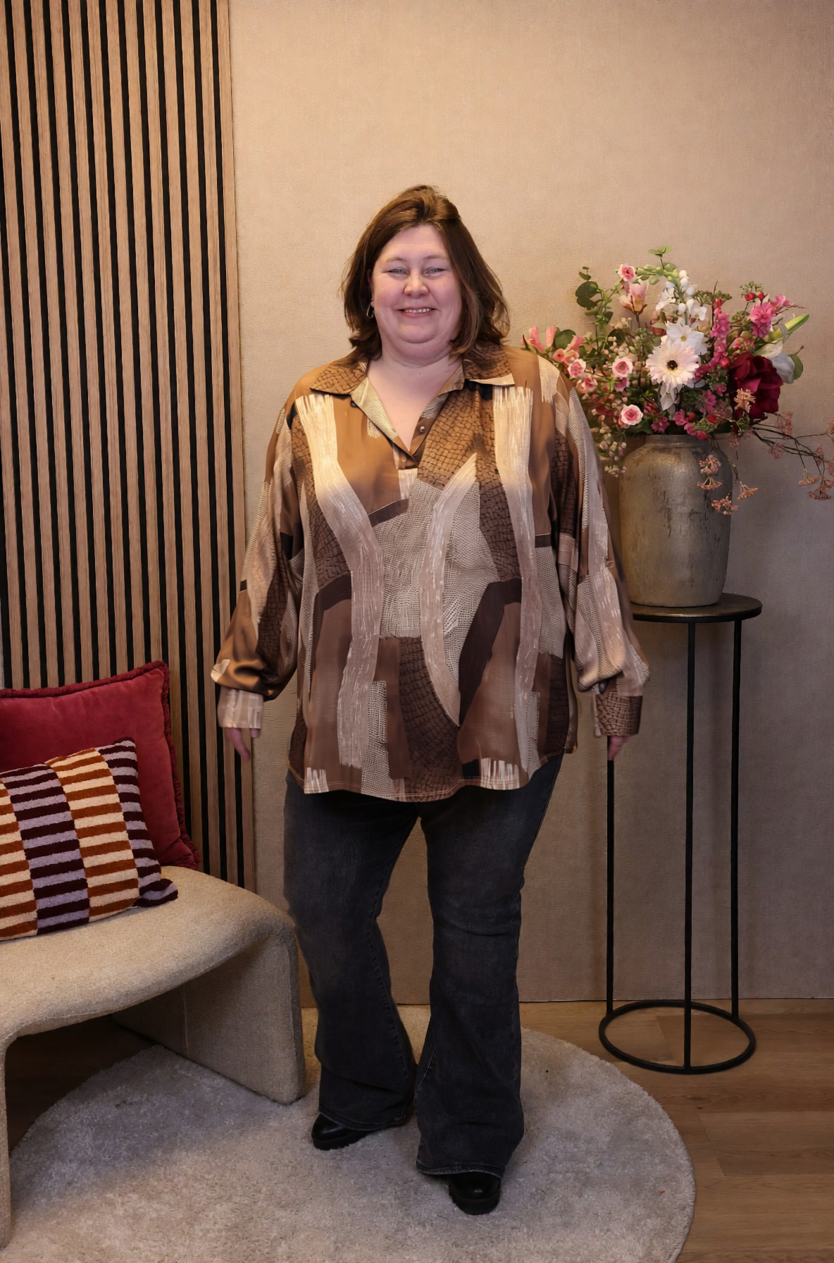Dora | Bluse schwarz Langarm 52 bis 58