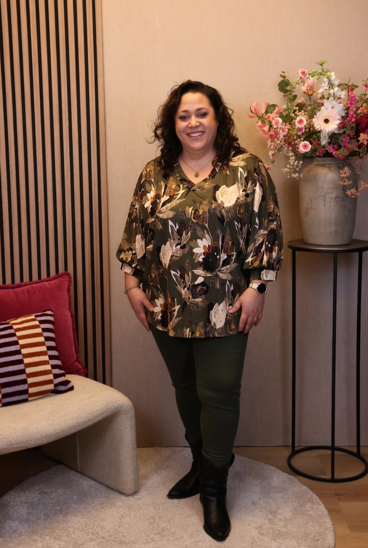 Dora | Bluse schwarz Langarm 52 bis 58