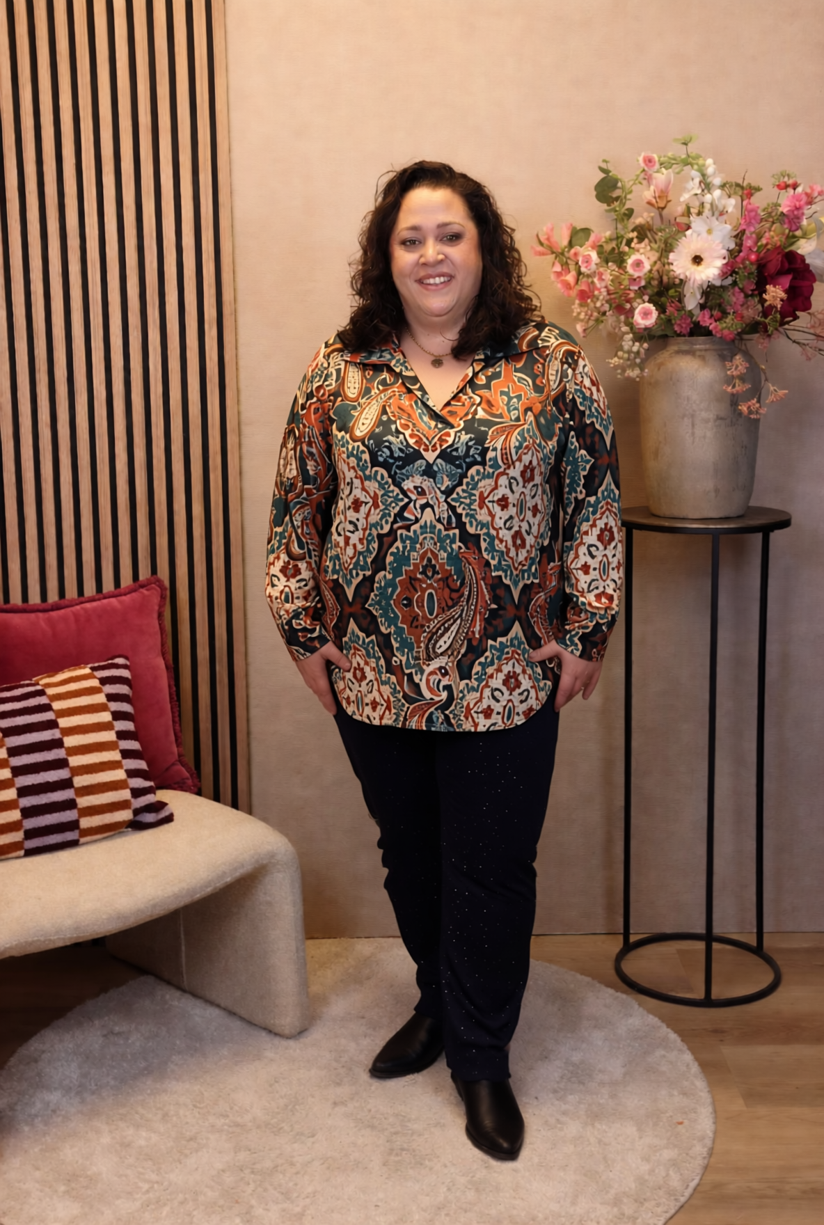 Dora | Bluse schwarz Langarm 52 bis 58