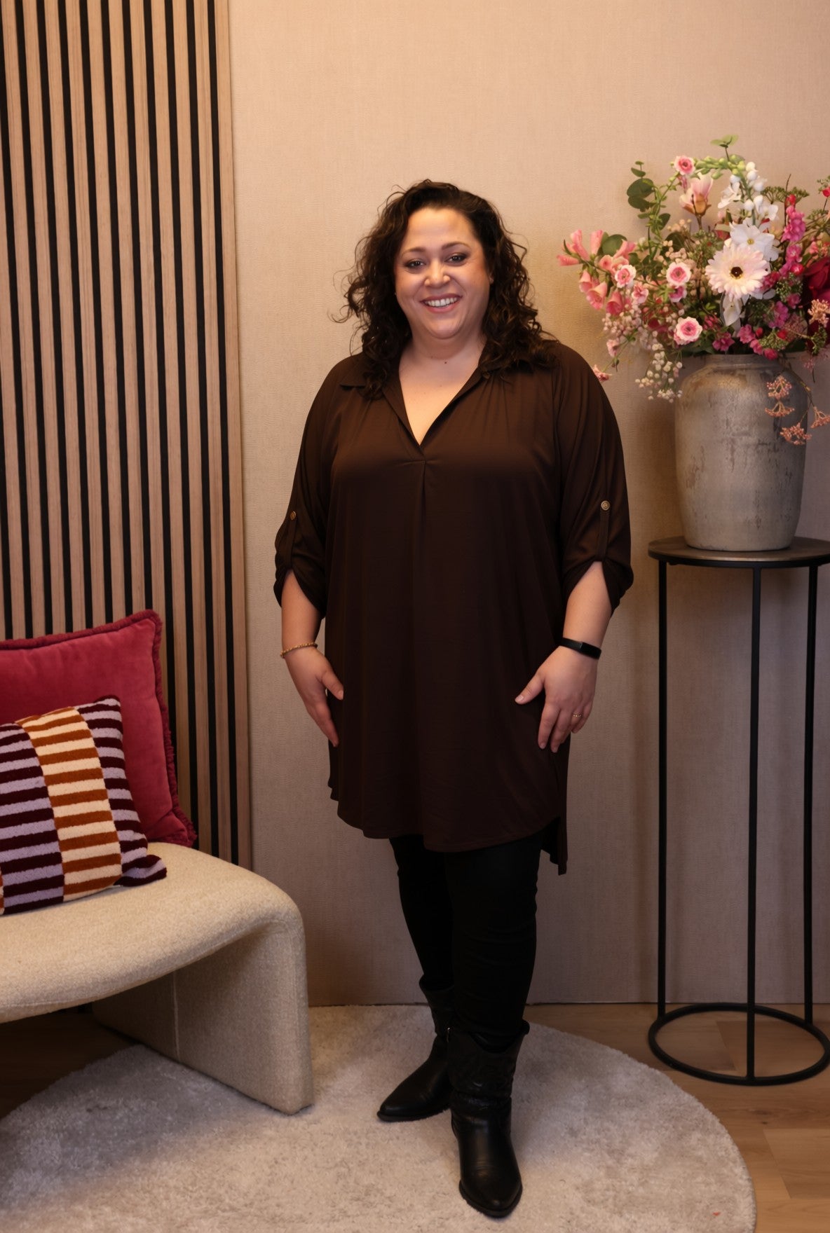 Dora | Bluse schwarz Langarm 52 bis 58