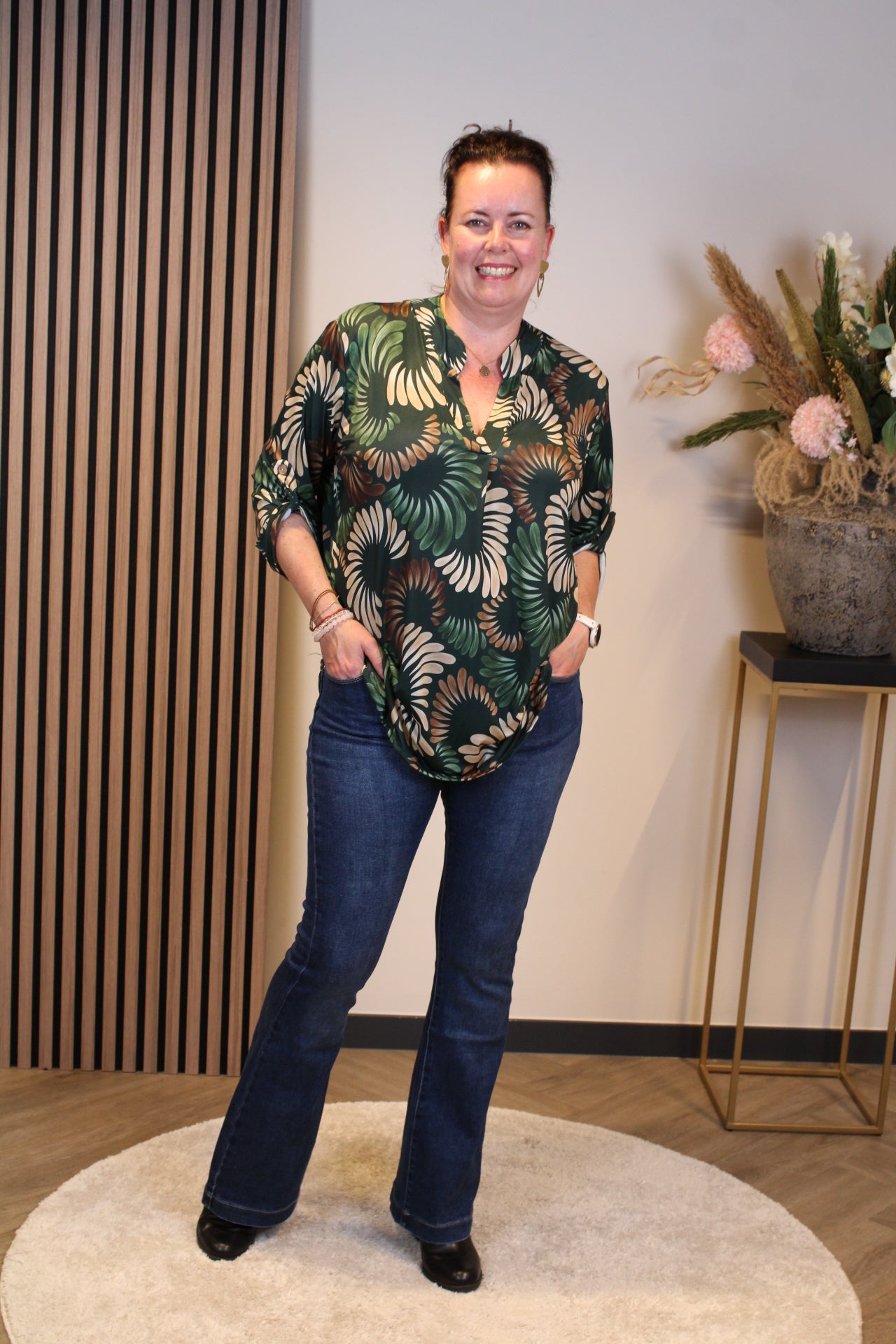 Margriet | Blouse groen lange mouw 52 t/m 58