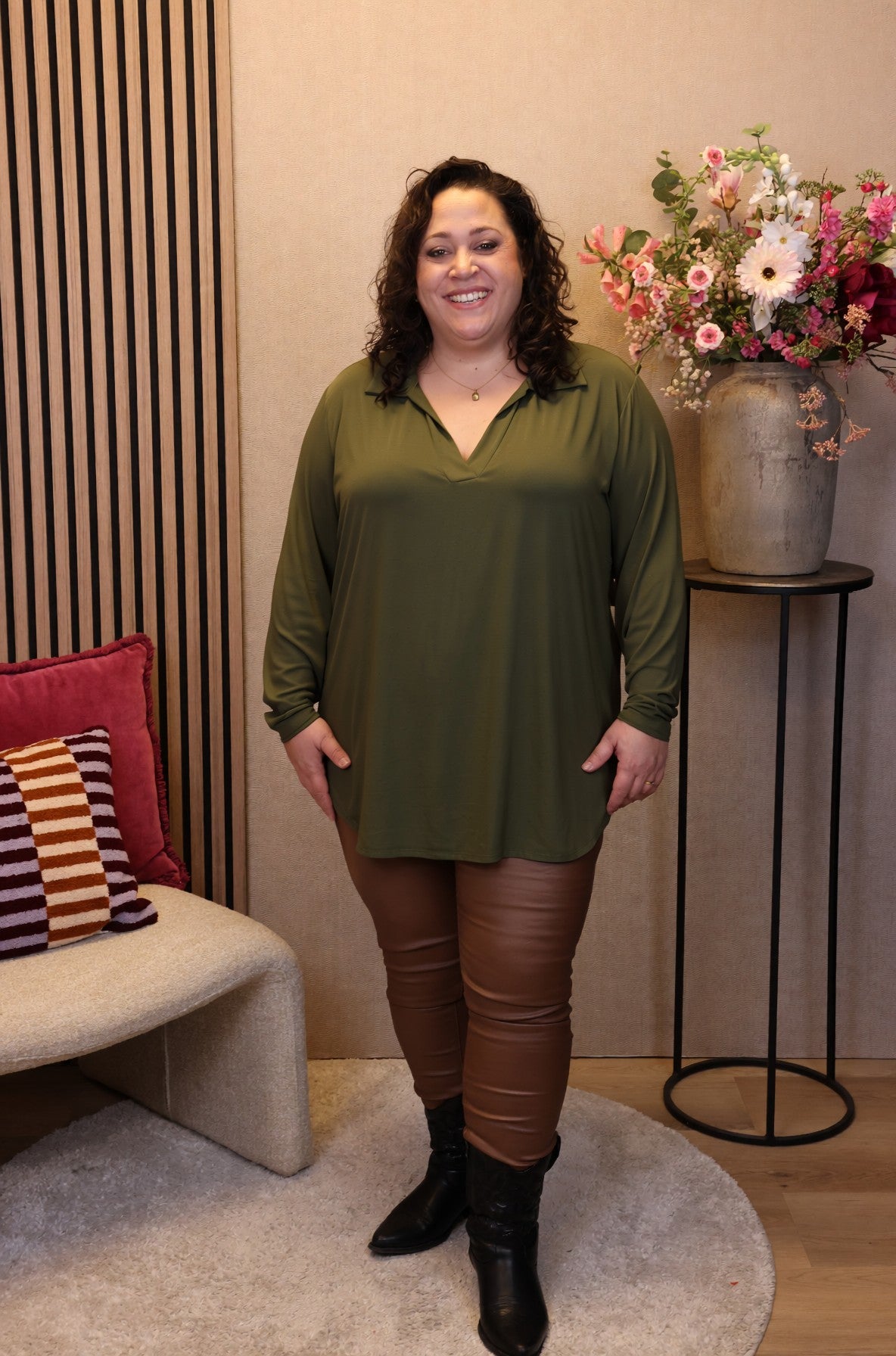Dora | Bluse schwarz Langarm 52 bis 58
