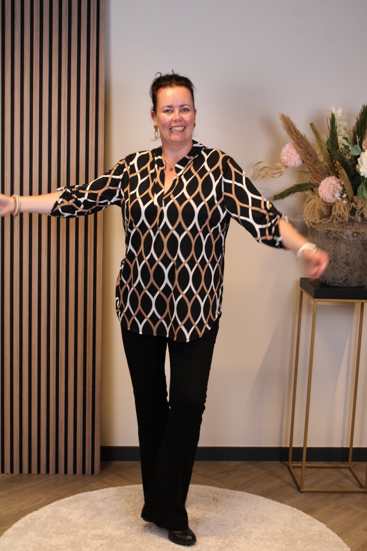 Hannah | Blouse zwart lange mouw 52 t/m 58