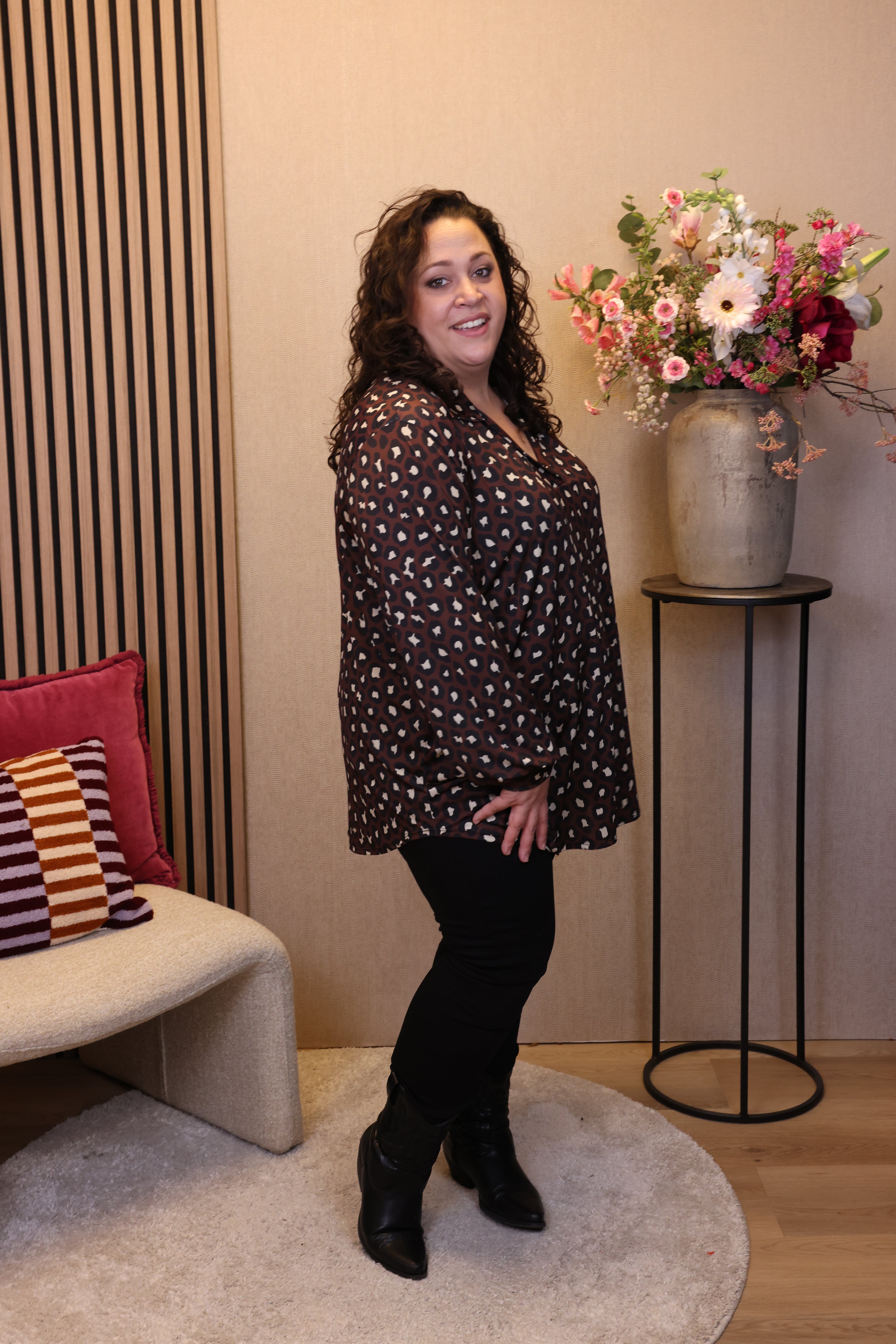 Dora | Bluse schwarz Langarm 52 bis 58