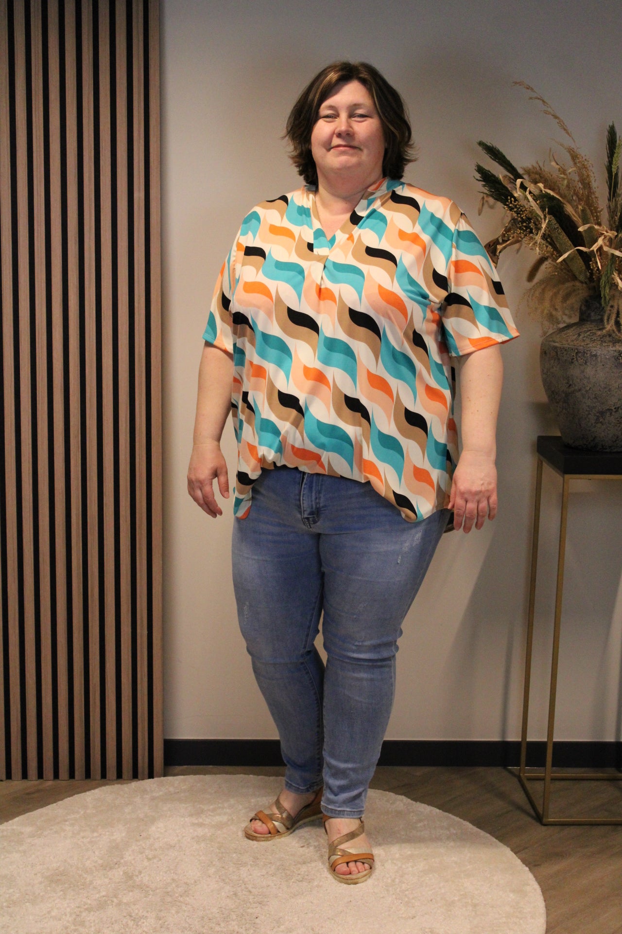 Linde | Bluse orange Kurzarm 52 bis 58